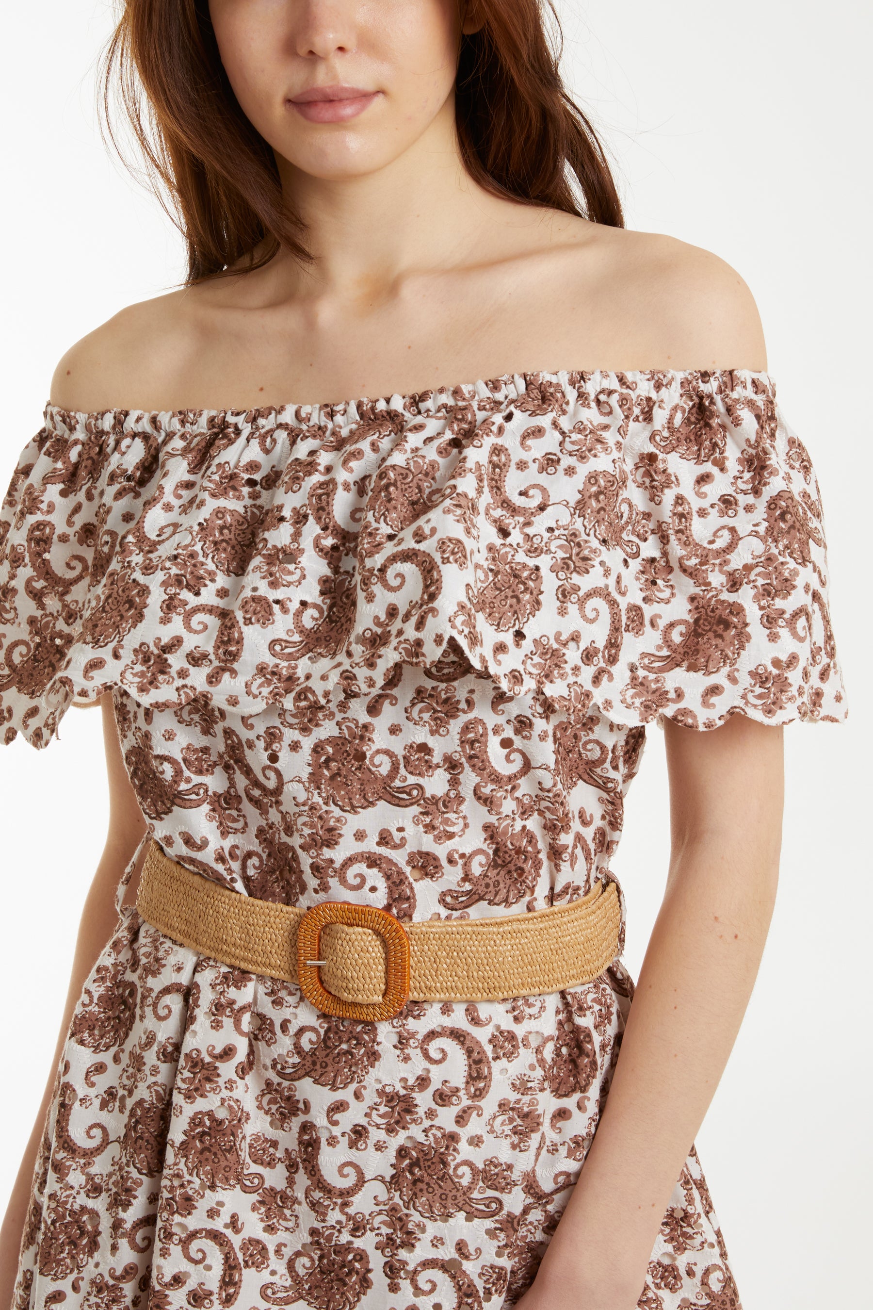 Bardot Paisley Broderie Midi Belted Dress
