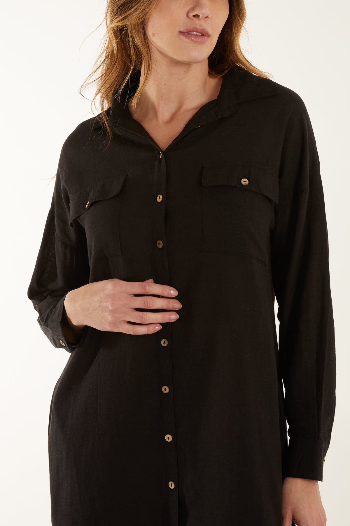 Utility Button Through Shirt Dress