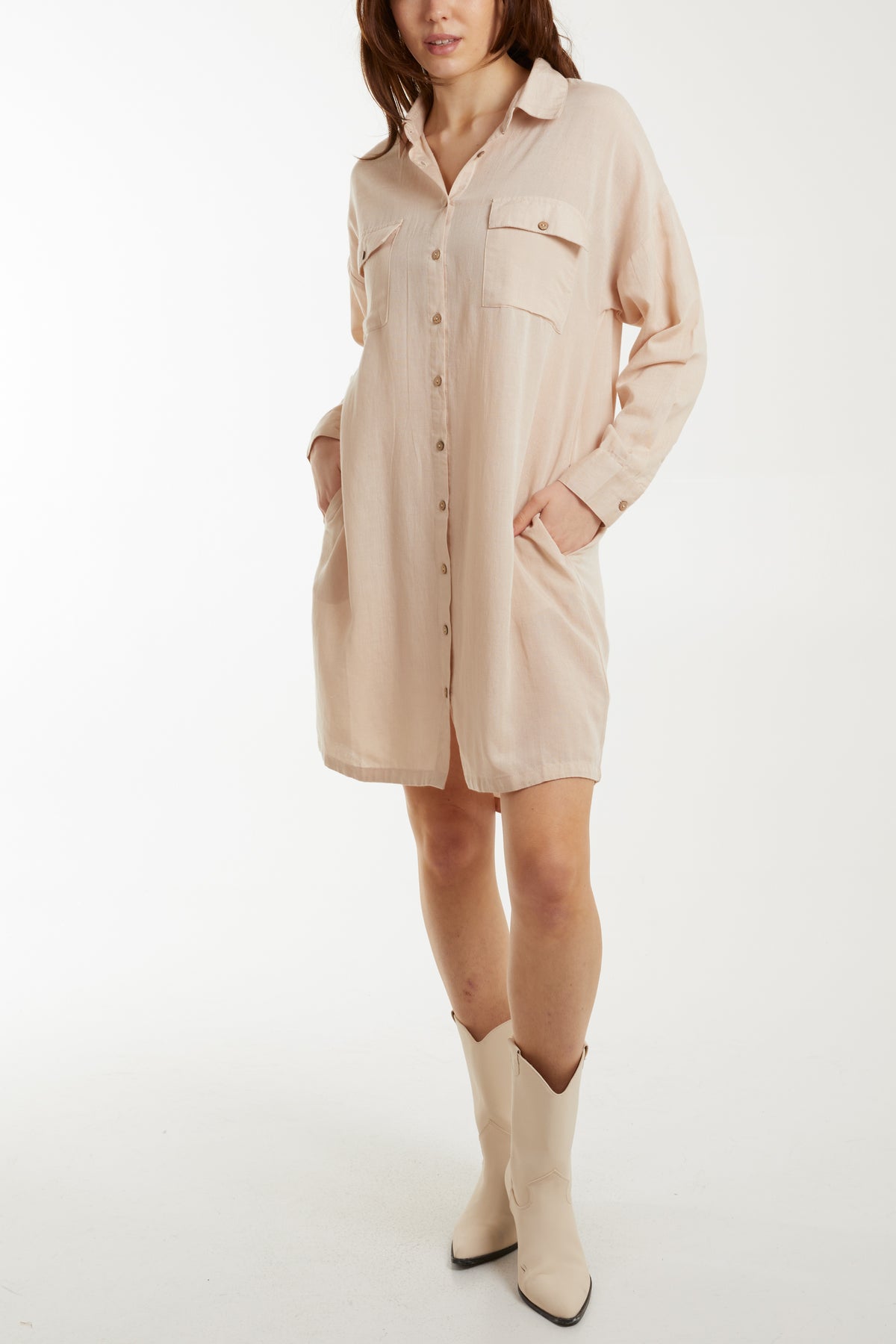 Utility Button Through Shirt Dress