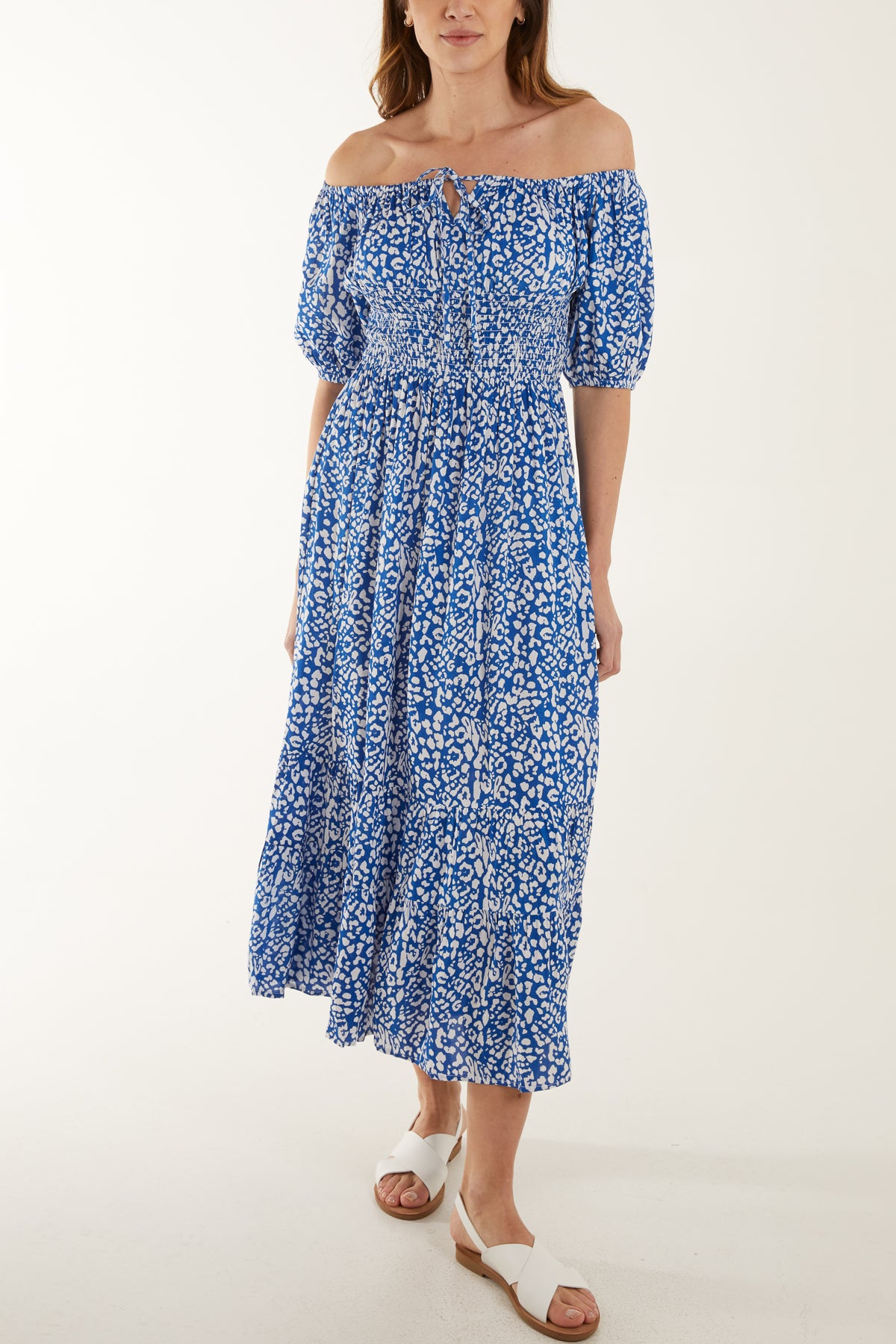 Bardot Tie Animal Print Maxi Dress