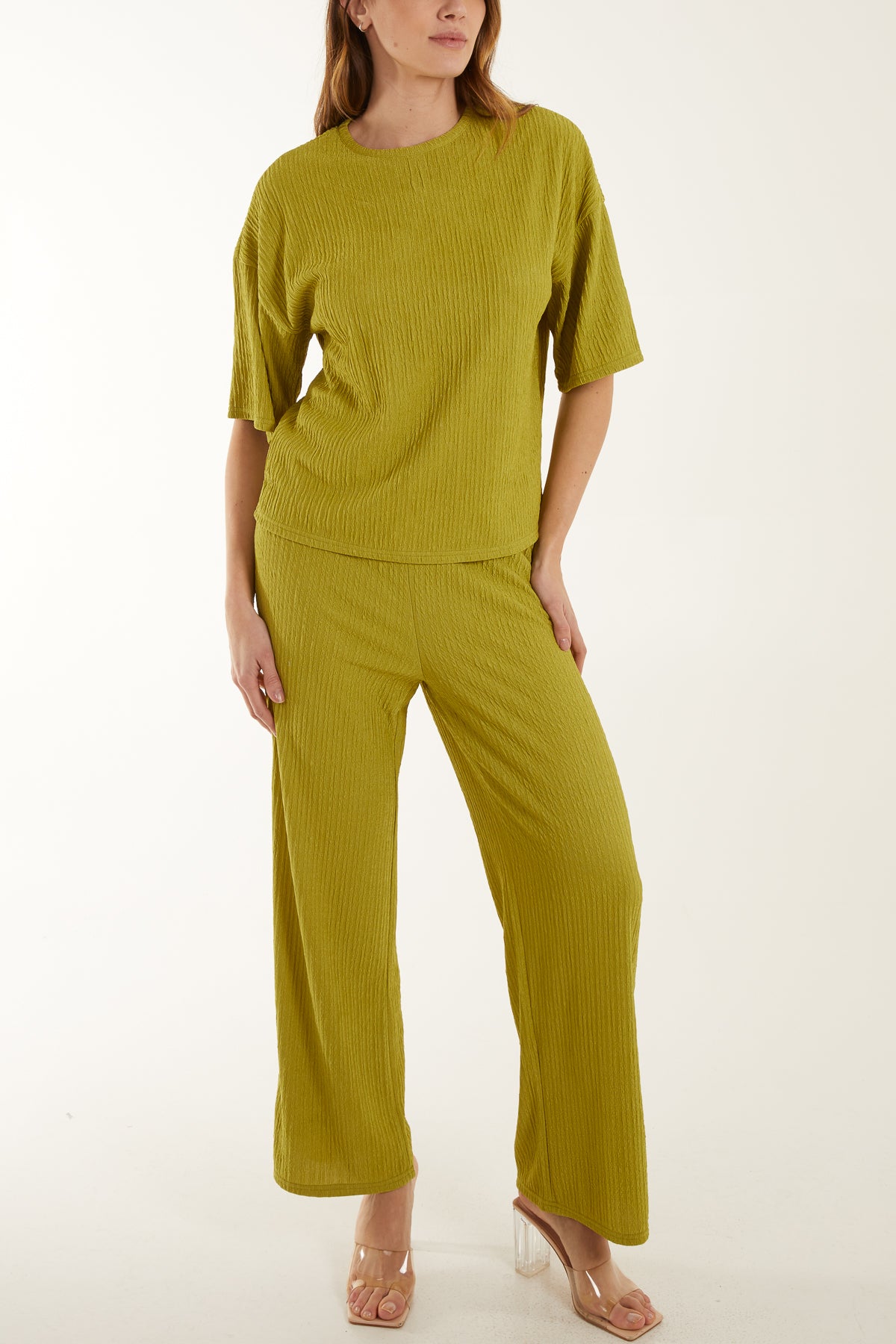 Ribbed T-Shirt & Trouser Co-Ord Set