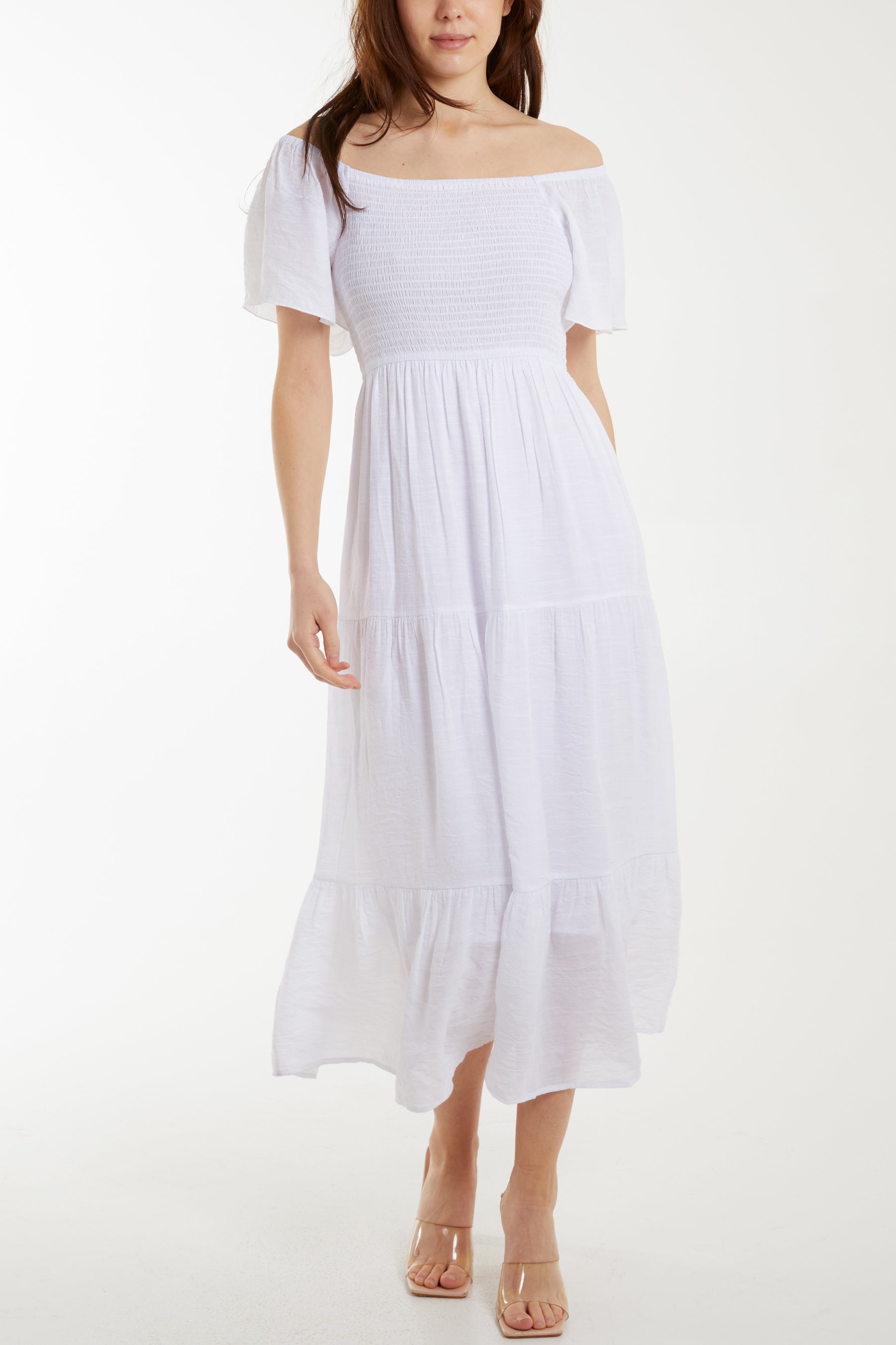 Bardot Flutter Sleeve Elastic Dress