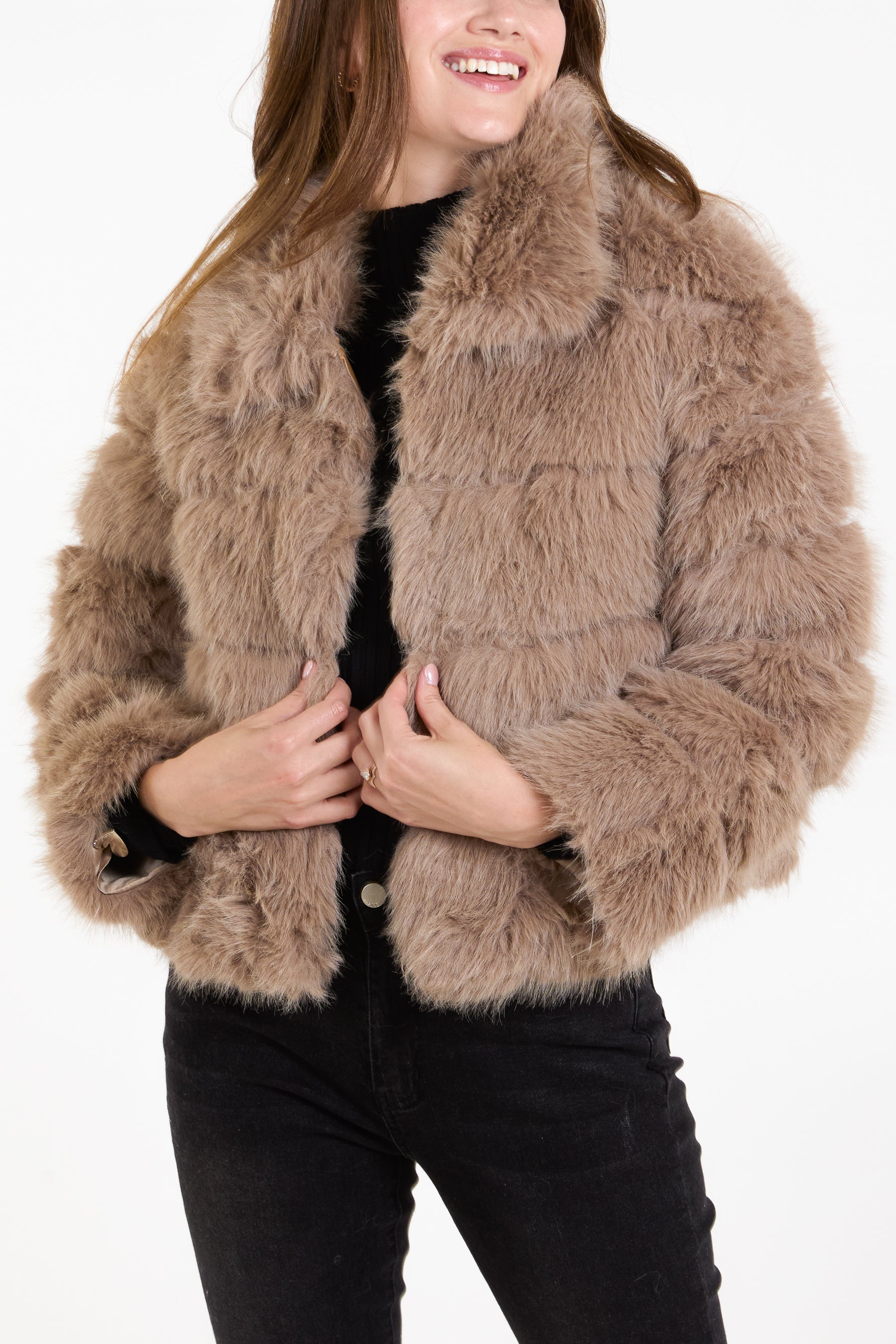 Pelted faux fur jacket hotsell