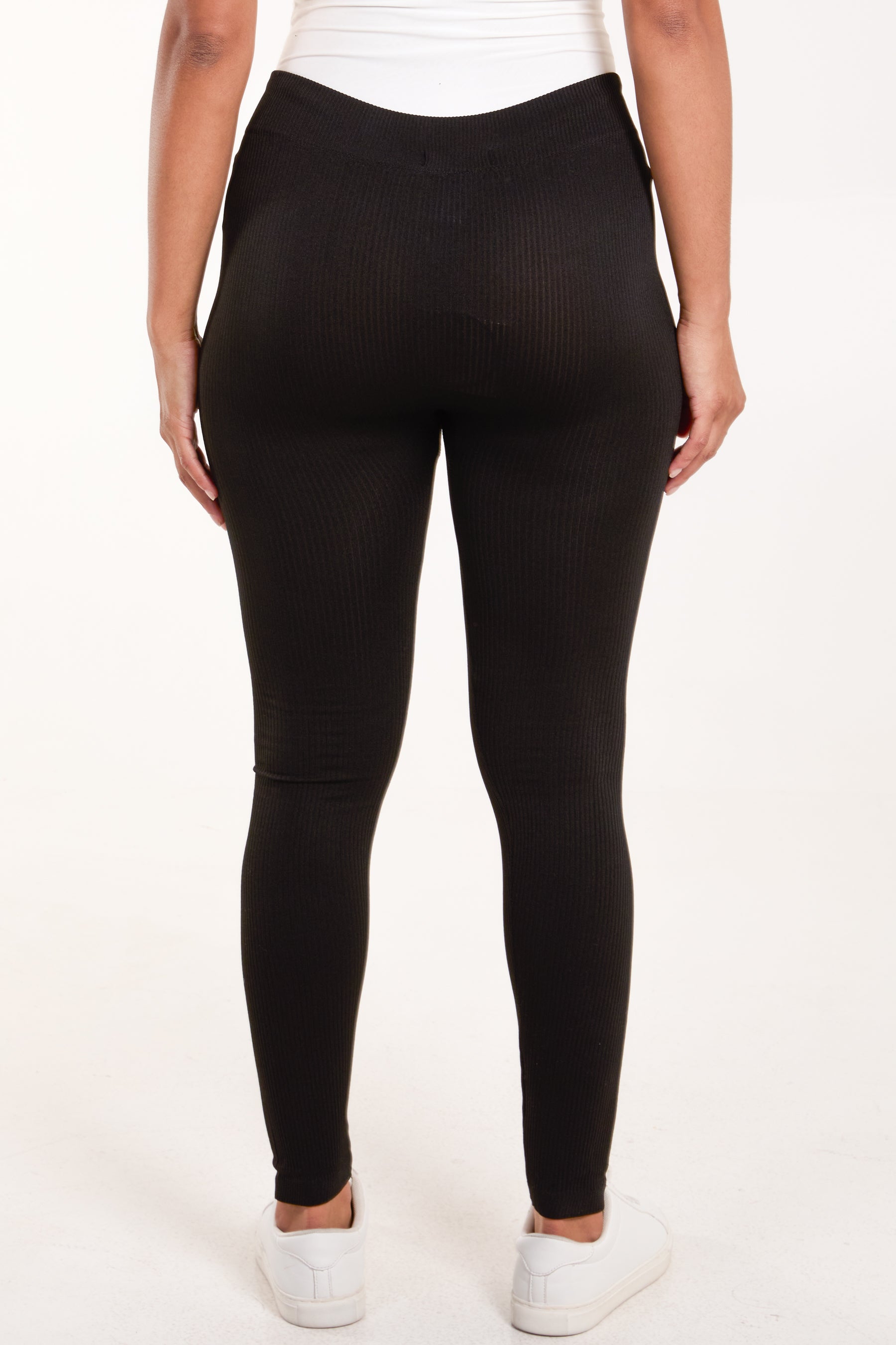 Ribbed Plain Black Legging