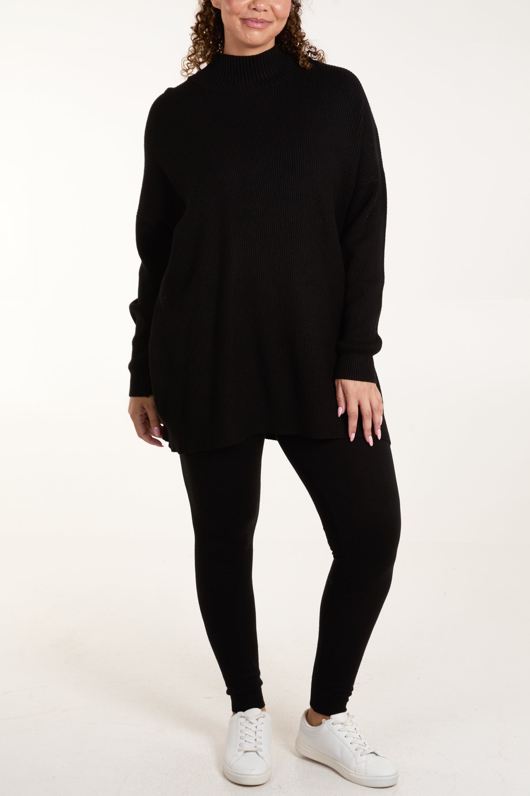 Ribbed High Neck Jumper & Knit Legging Set