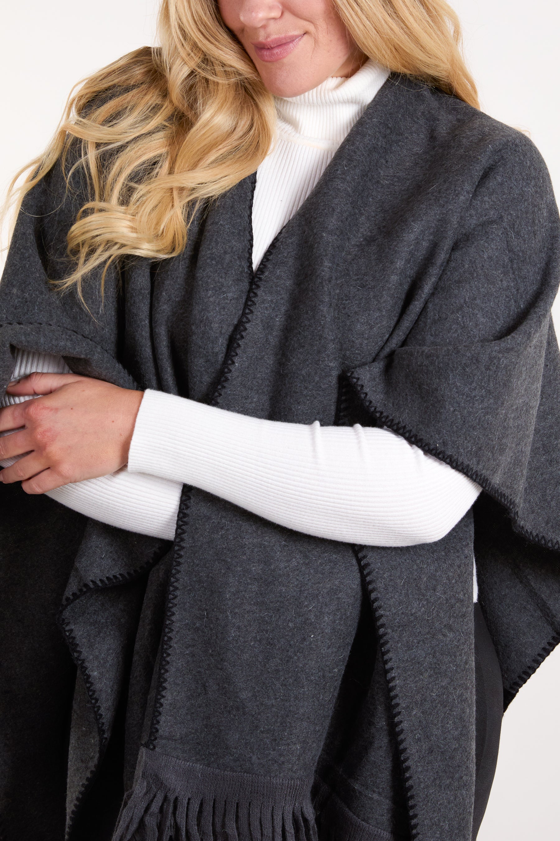 Stitch Hem Tassel Cape