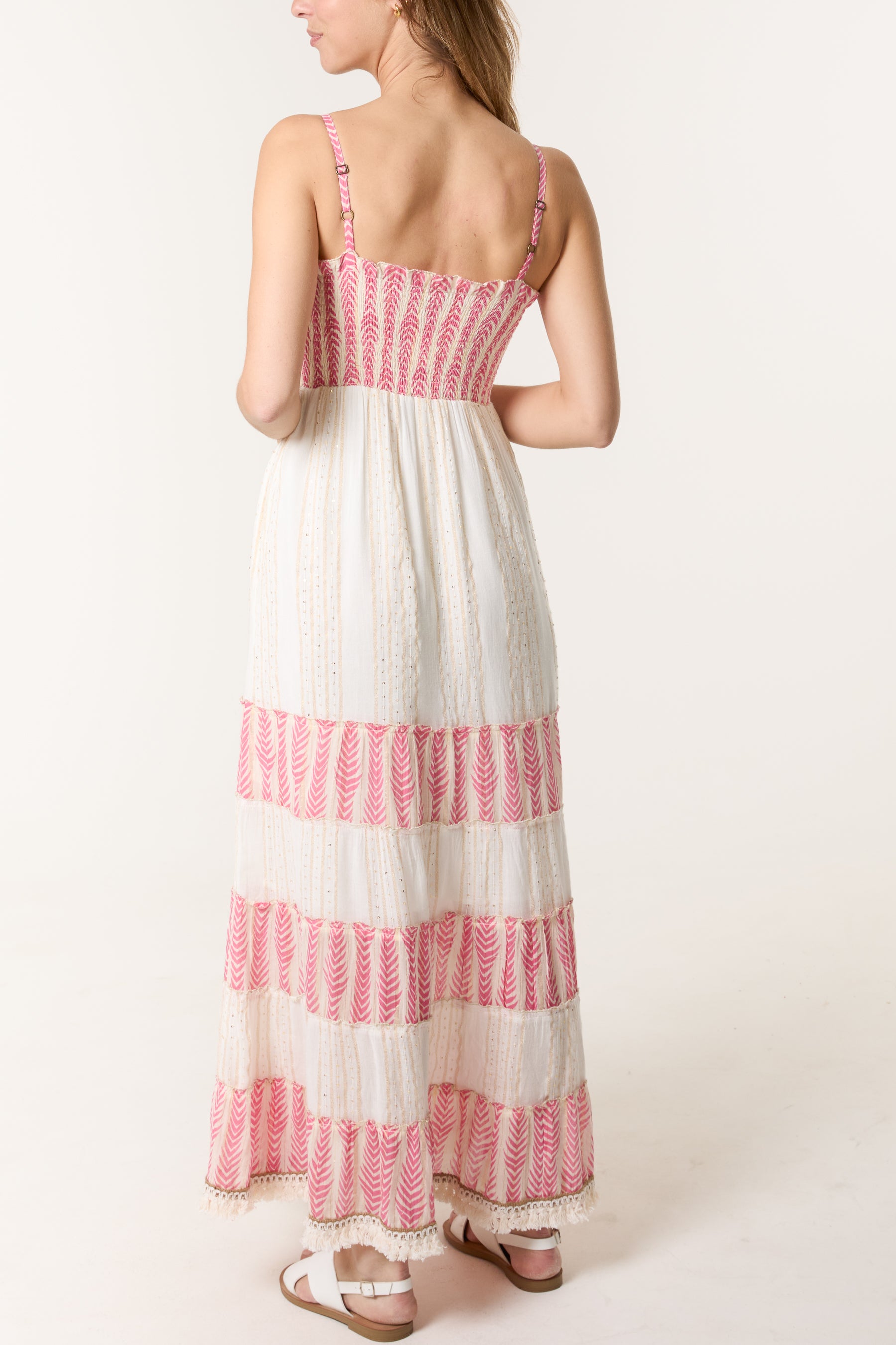 Crochet Lurex Tiered Maxi Dress