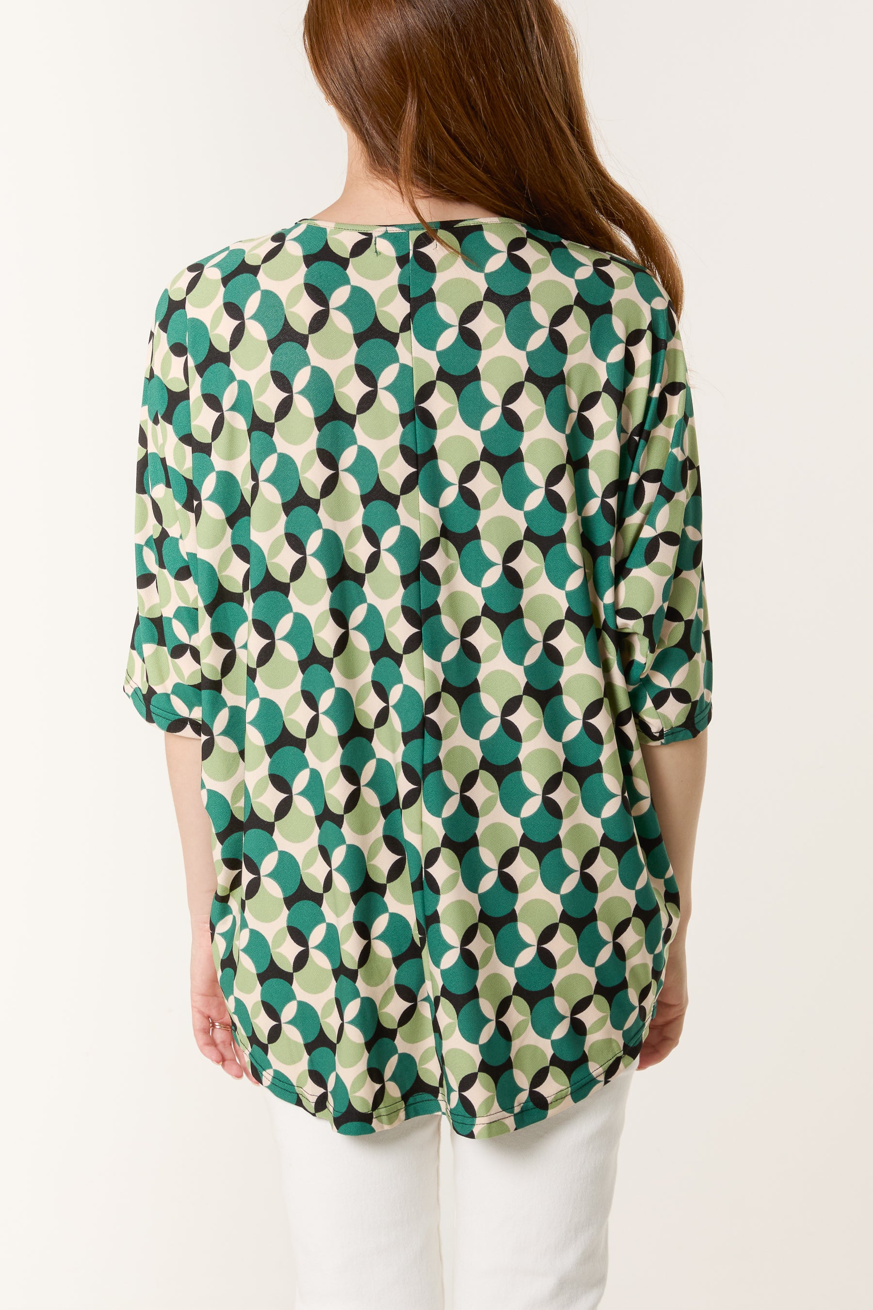 Circular Print Zip Front Top