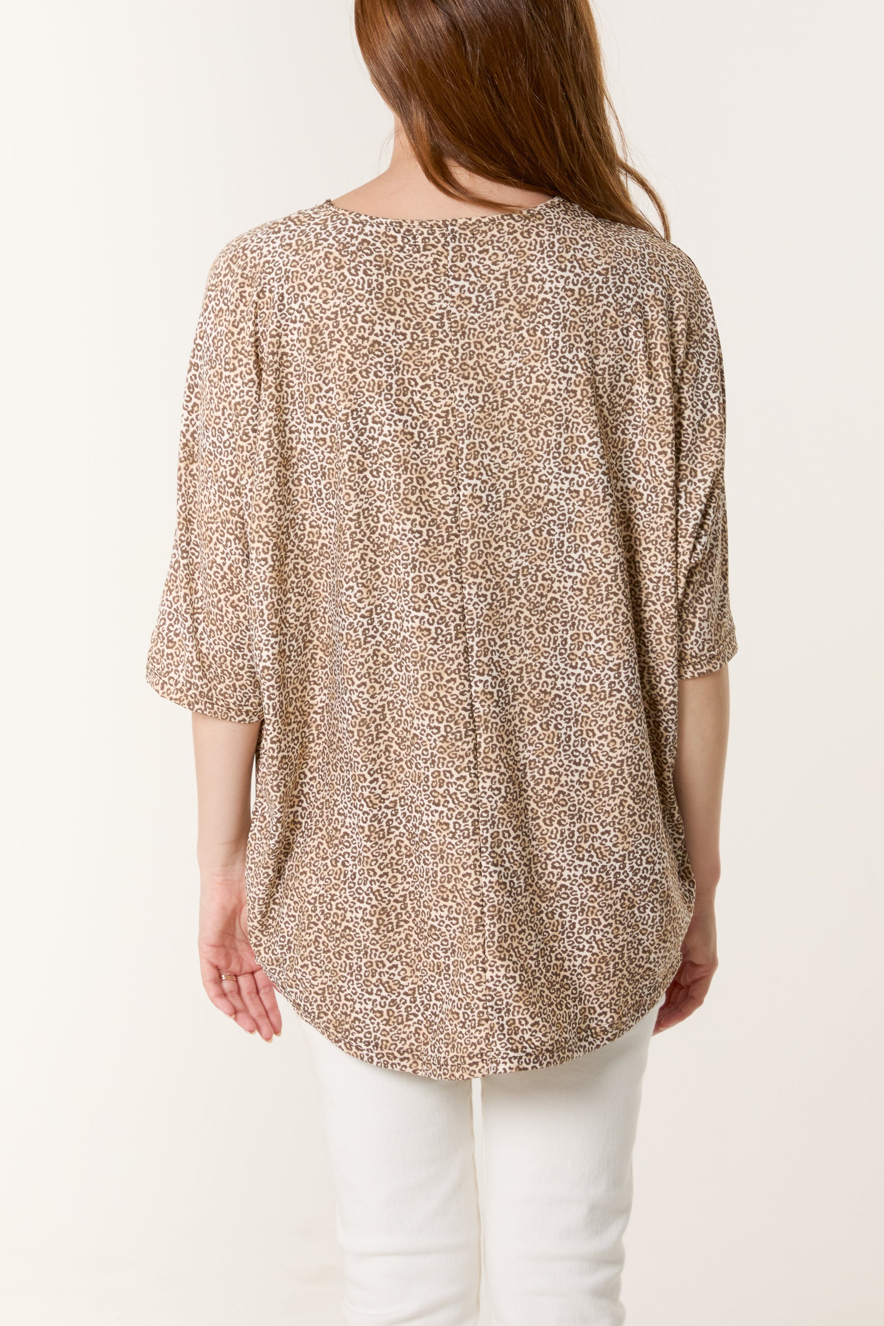 Ditsy Animal Print Zip Front Top