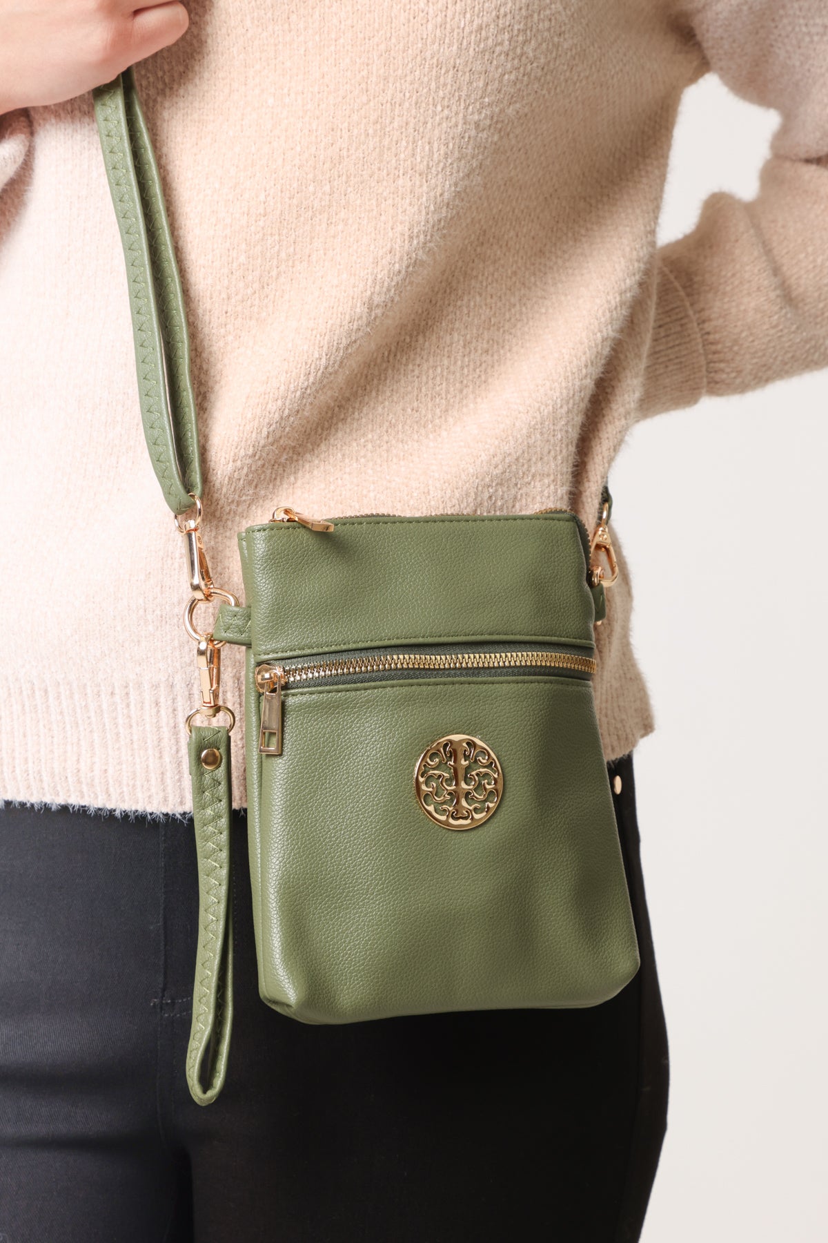Gold Detail Cross Body Pouch Purse