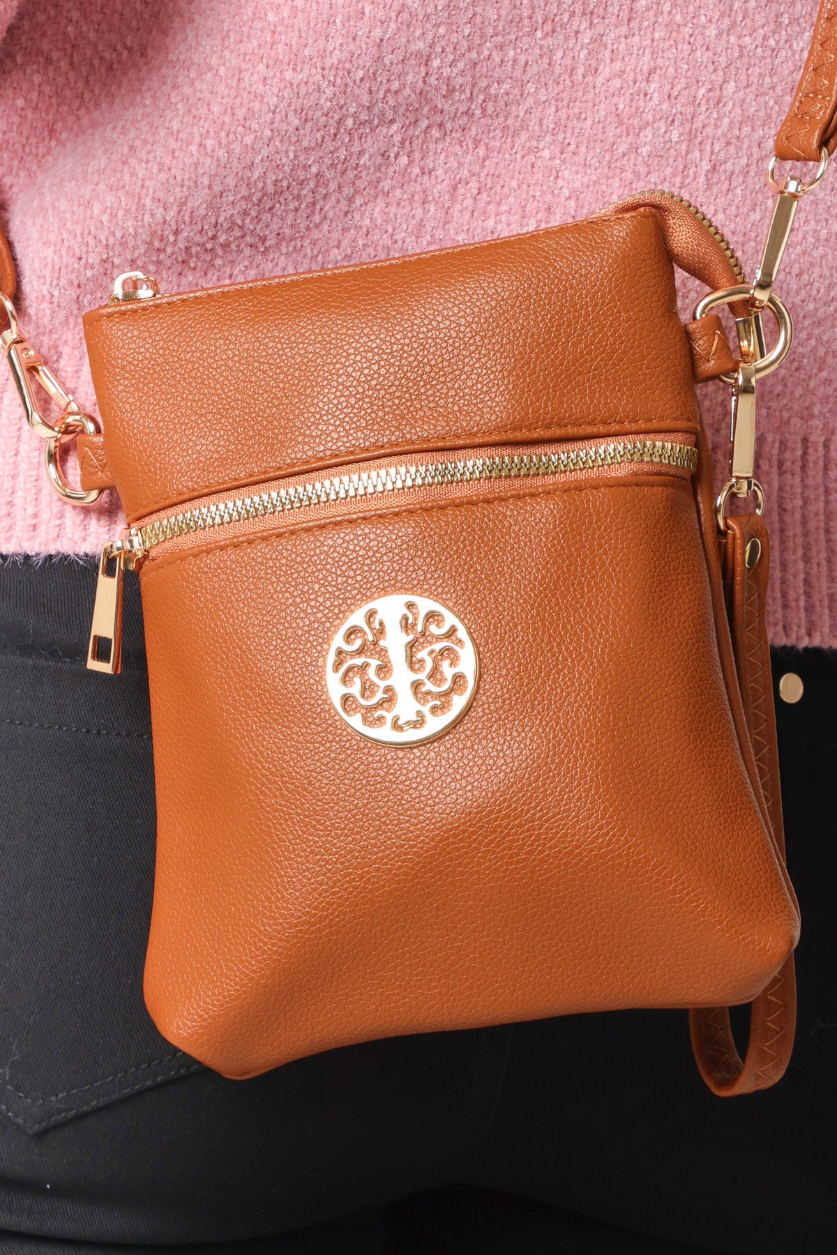 Gold Detail Cross Body Pouch Purse