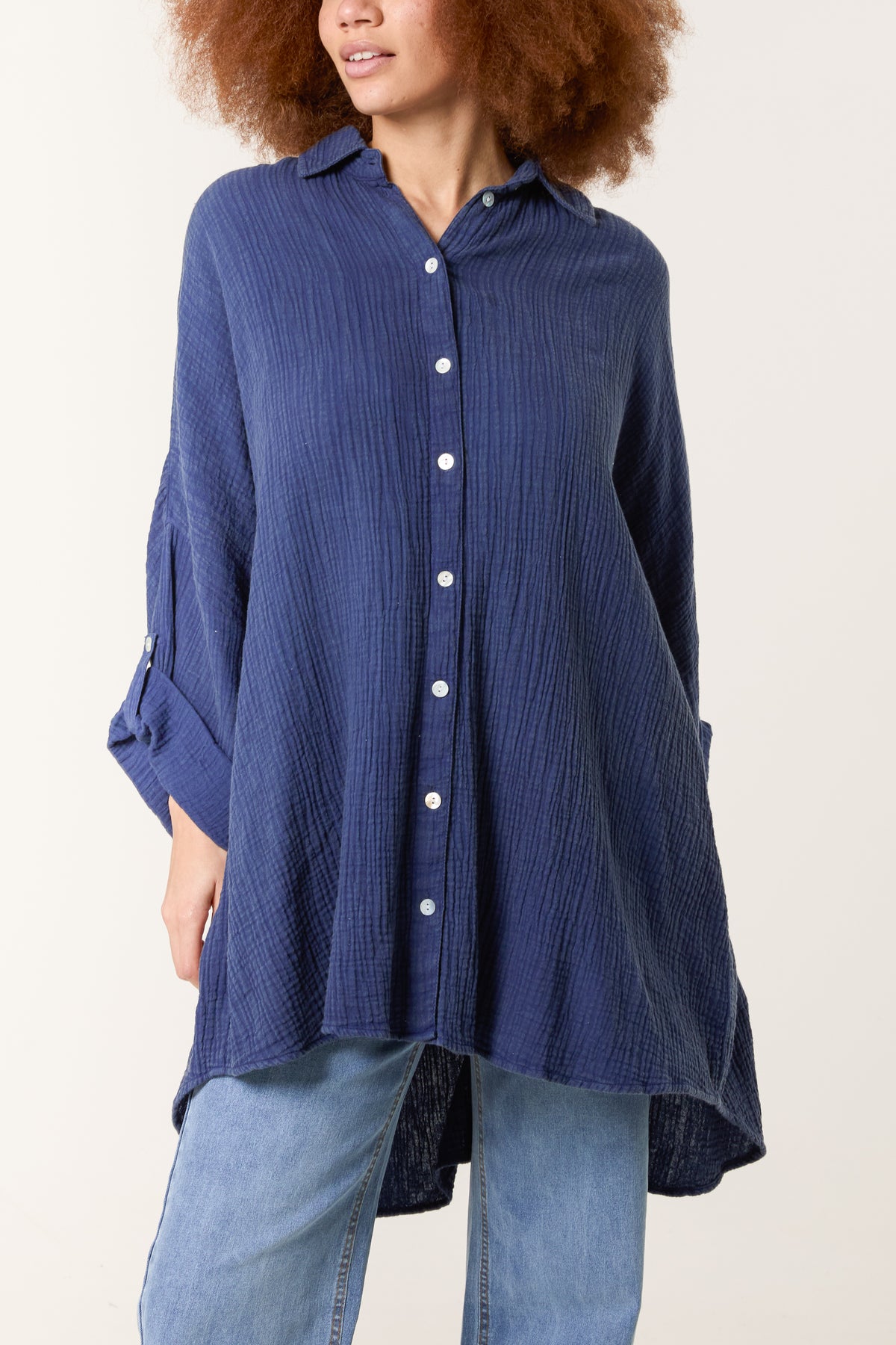 Crinkle Cotton Oversized Shirt