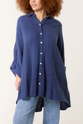 Crinkle Cotton Oversized Shirt