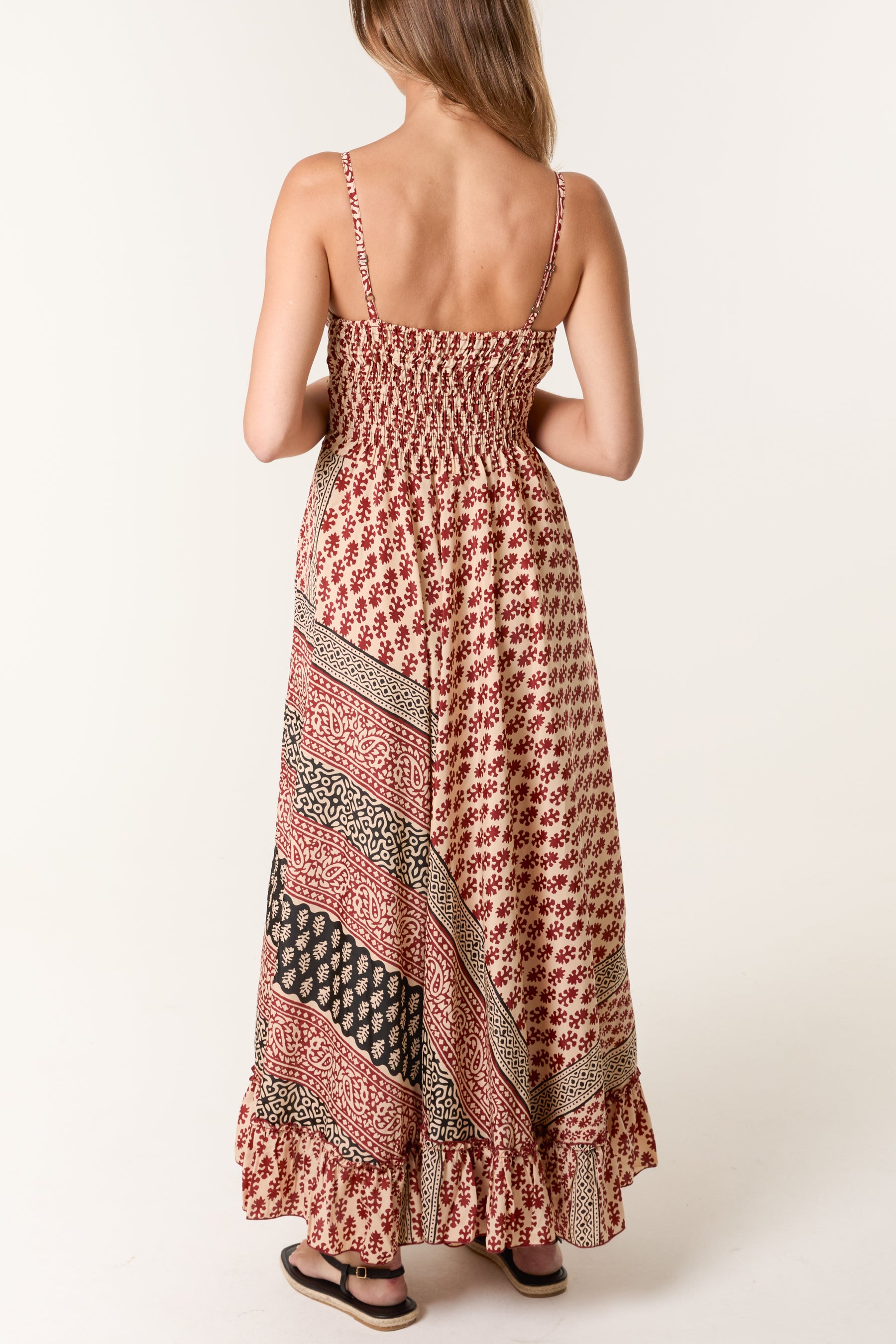 Multi Print Wrap Cami Maxi Dress