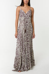 Aztec Cami Frill Hem Maxi Dress