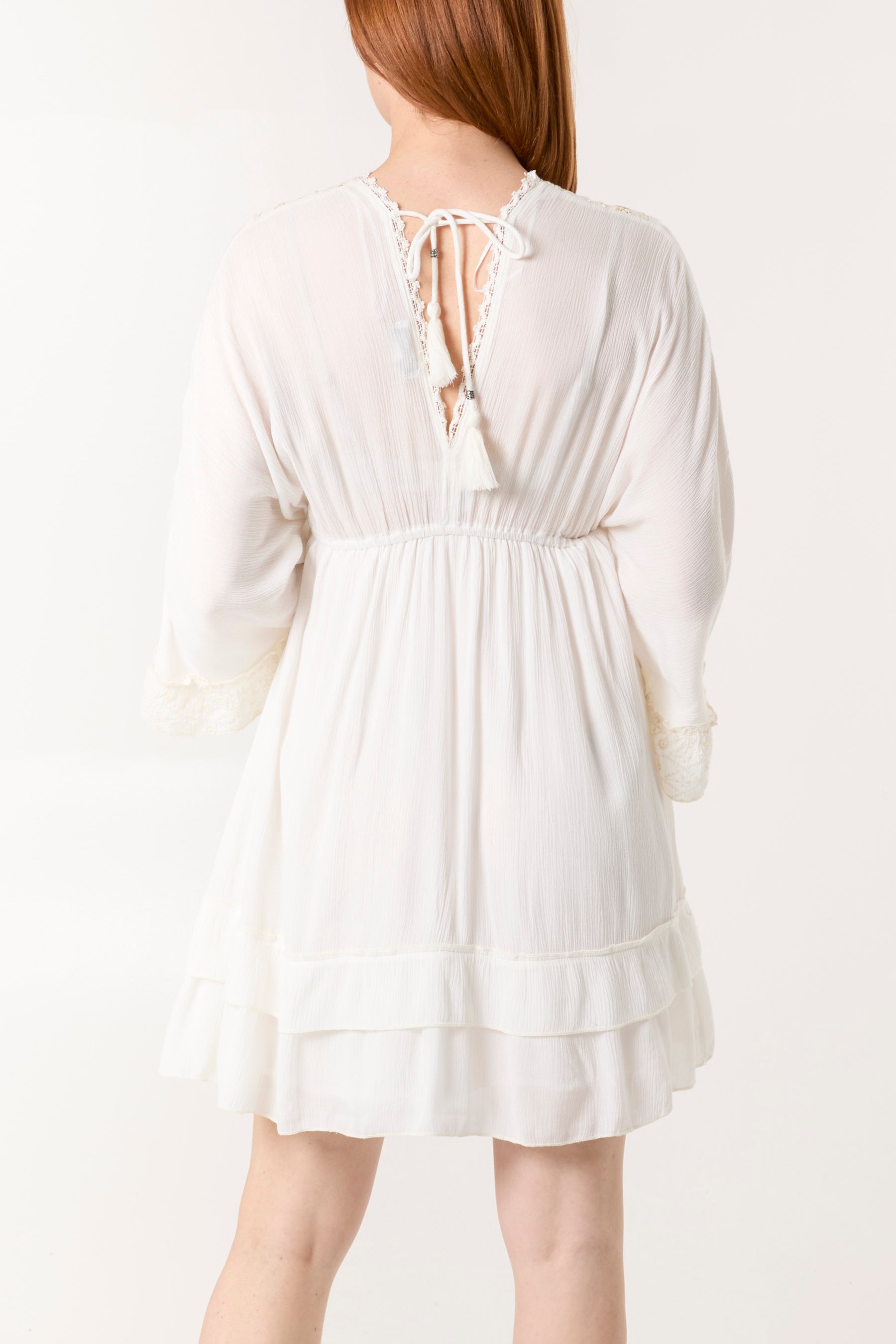 Embellished & Tassel Kimono Mini Dress