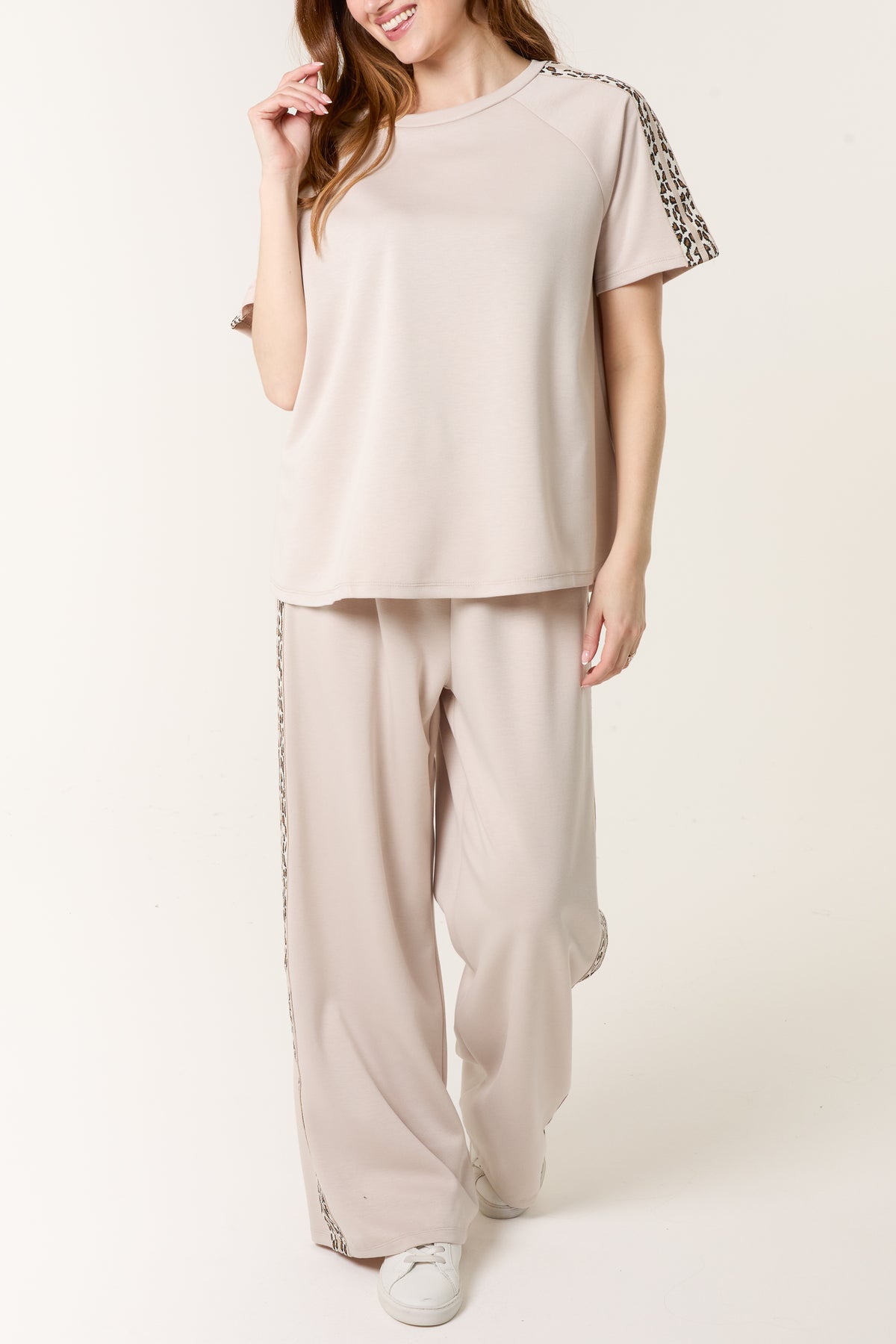 Leopard Side Stripe Top & Jogger Set