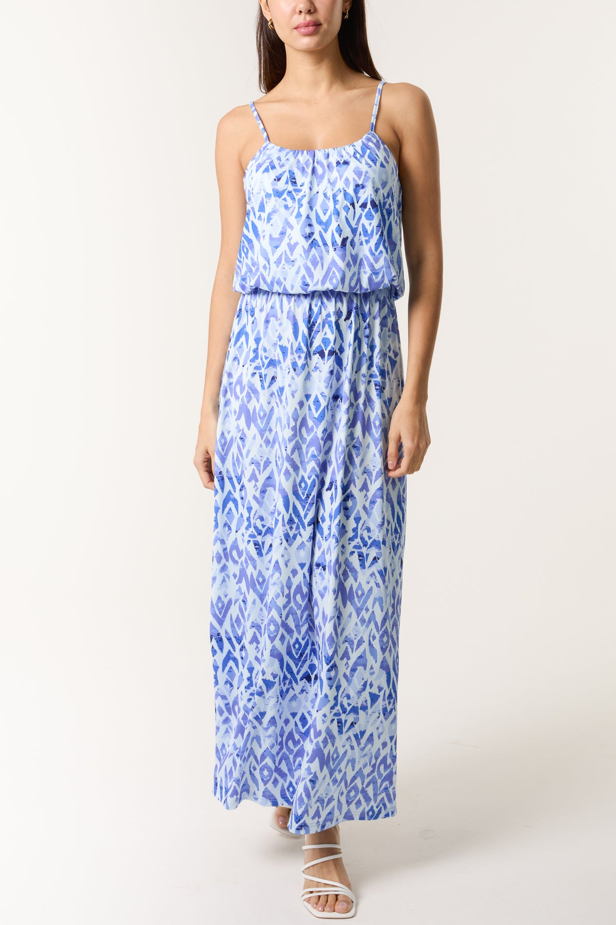 Aztec Print Cami Puffball Maxi Dress