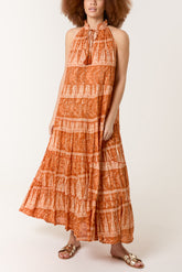 Tassel High Tie Neck Maxi Dress