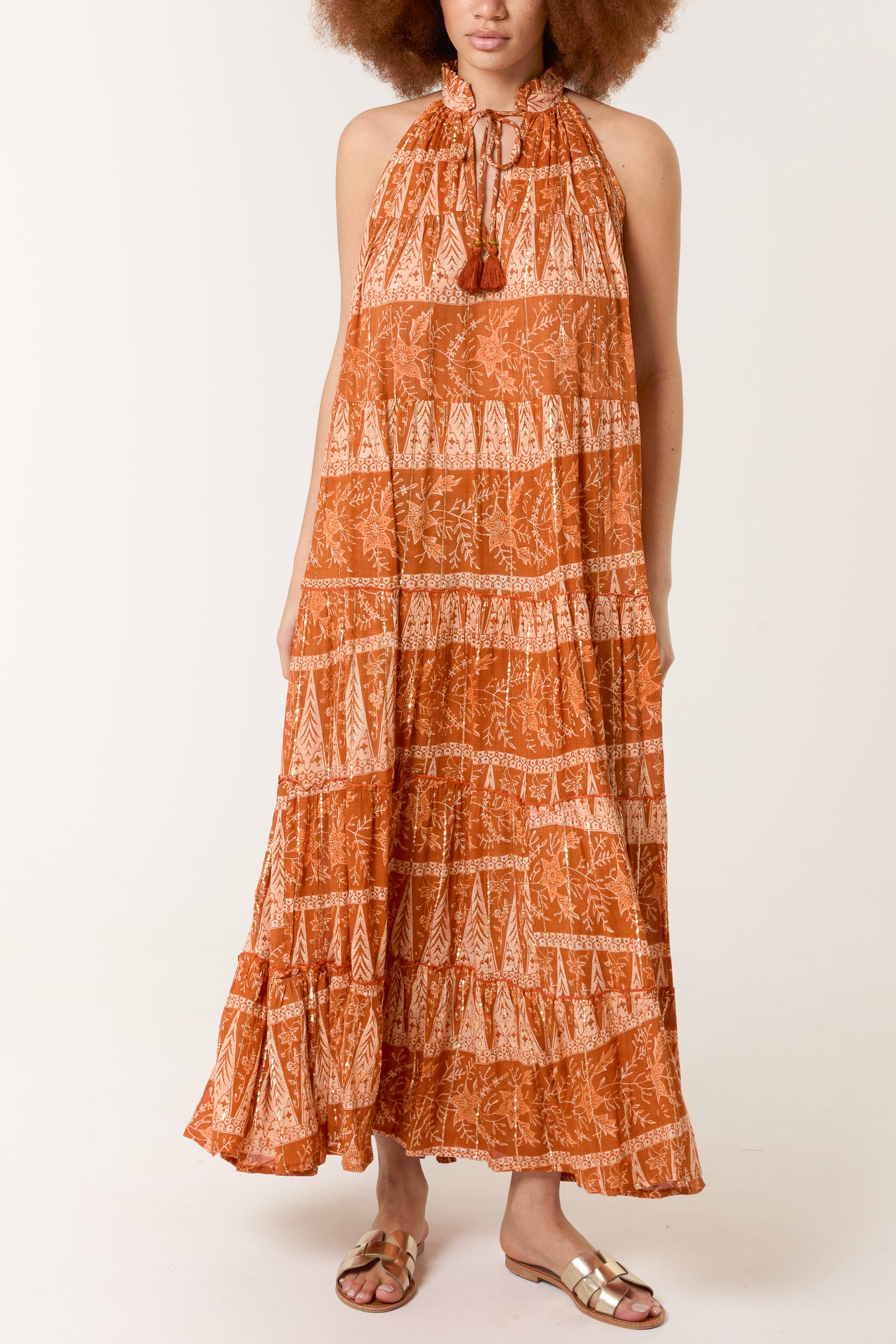 Tassel High Tie Neck Maxi Dress