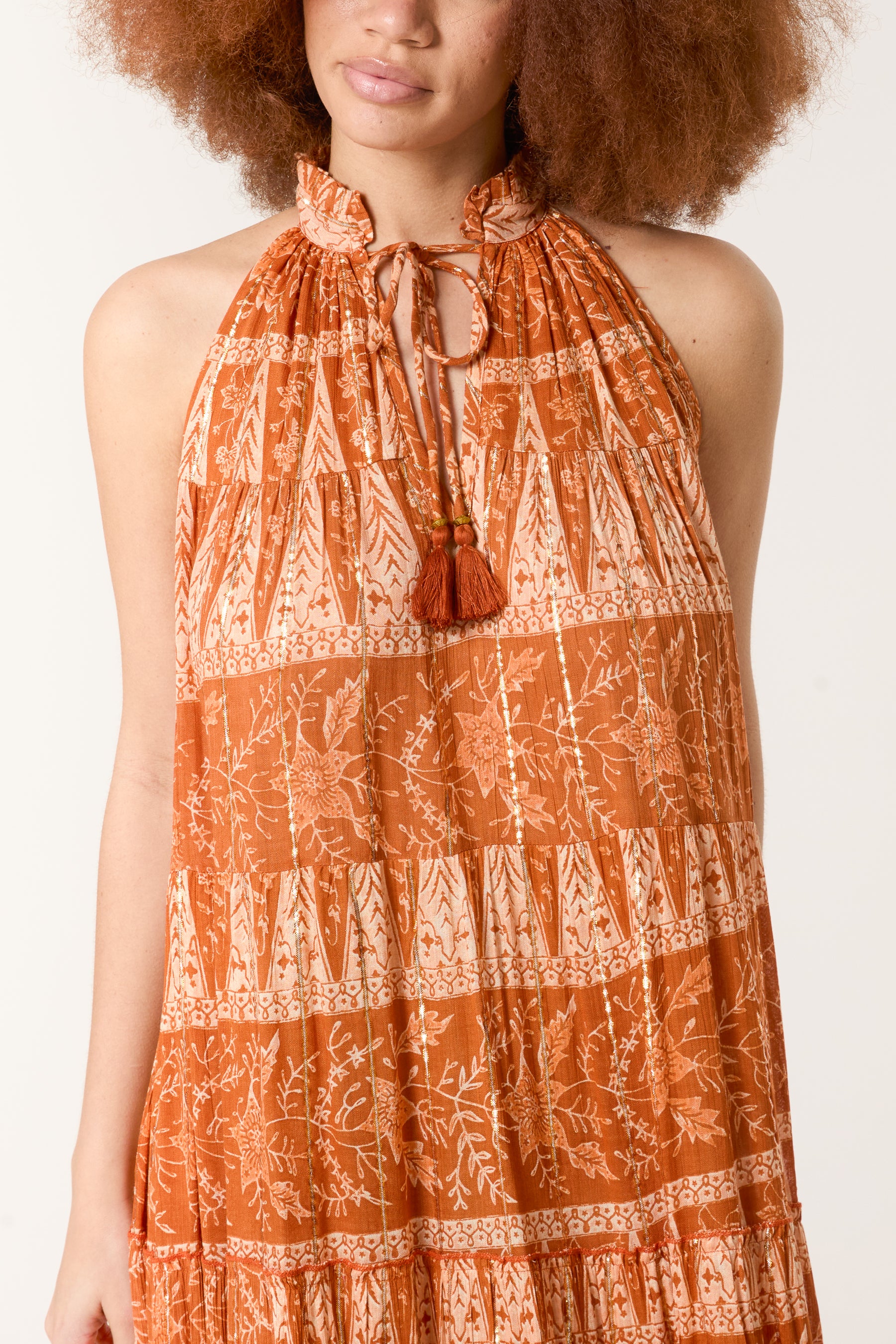 Tassel High Tie Neck Maxi Dress