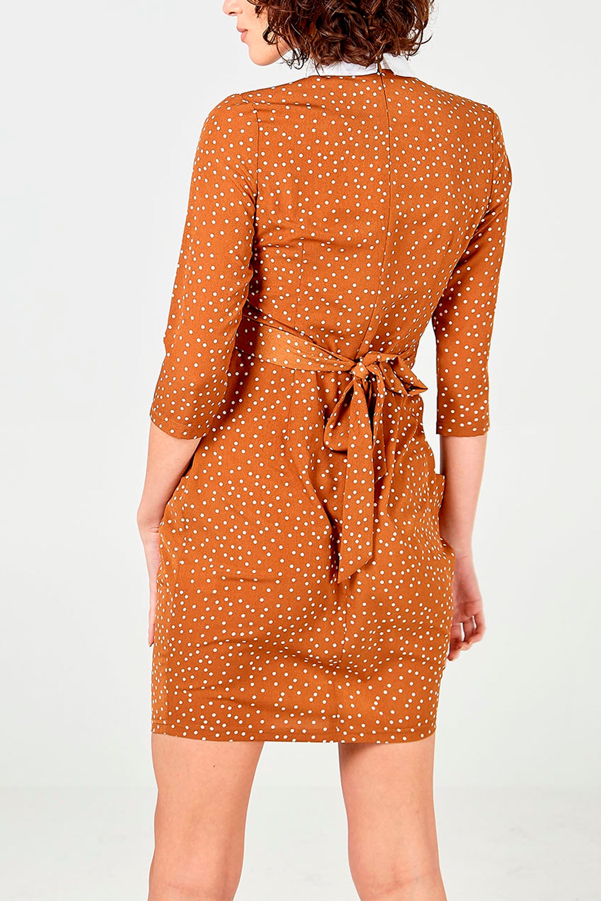 Collar Long Sleeve Tulip Dress