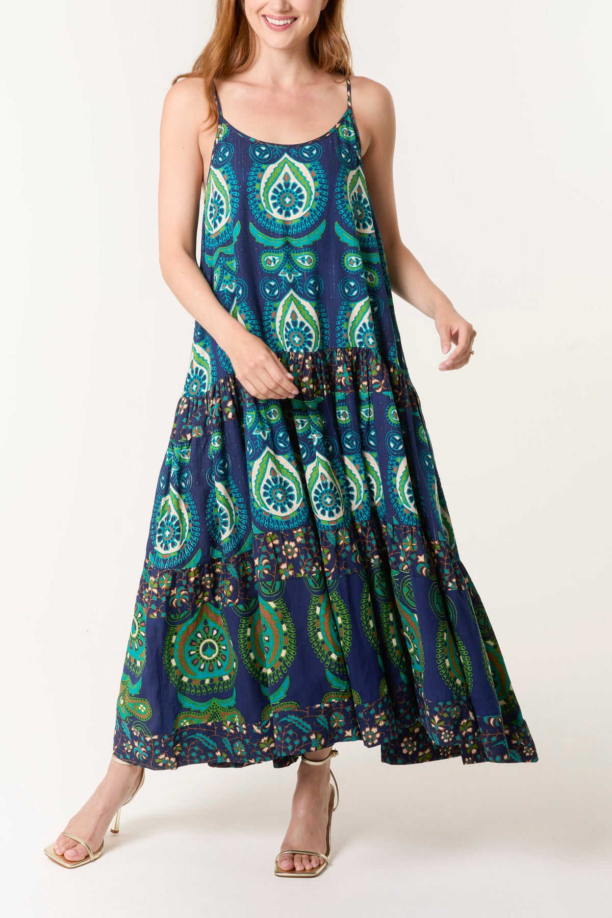 Boho Print Tiered Cami Dress