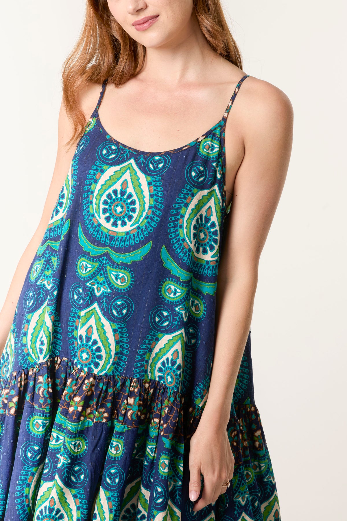 Boho Print Tiered Cami Dress