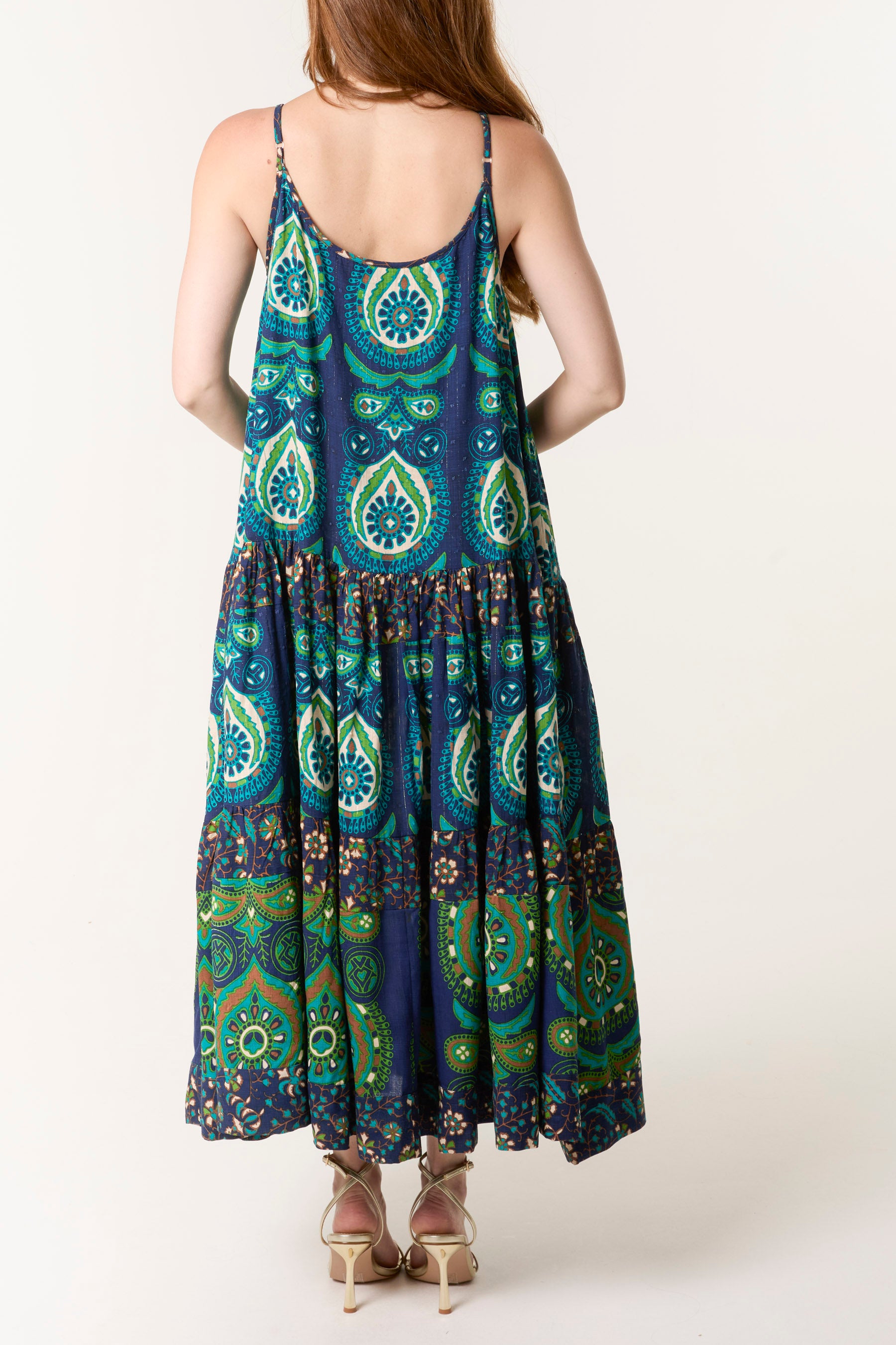 Boho Print Tiered Cami Dress