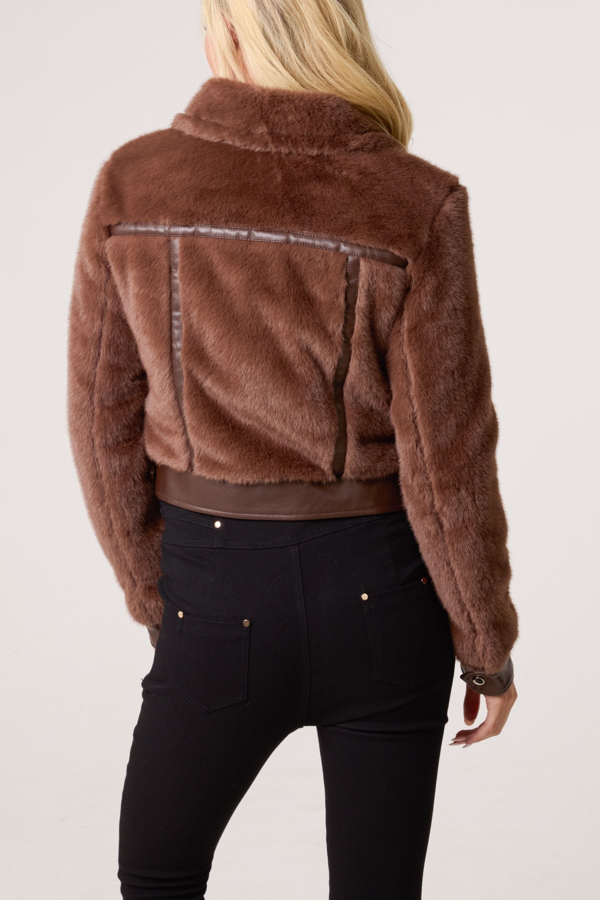 Faux Fur & PU Biker Jacket