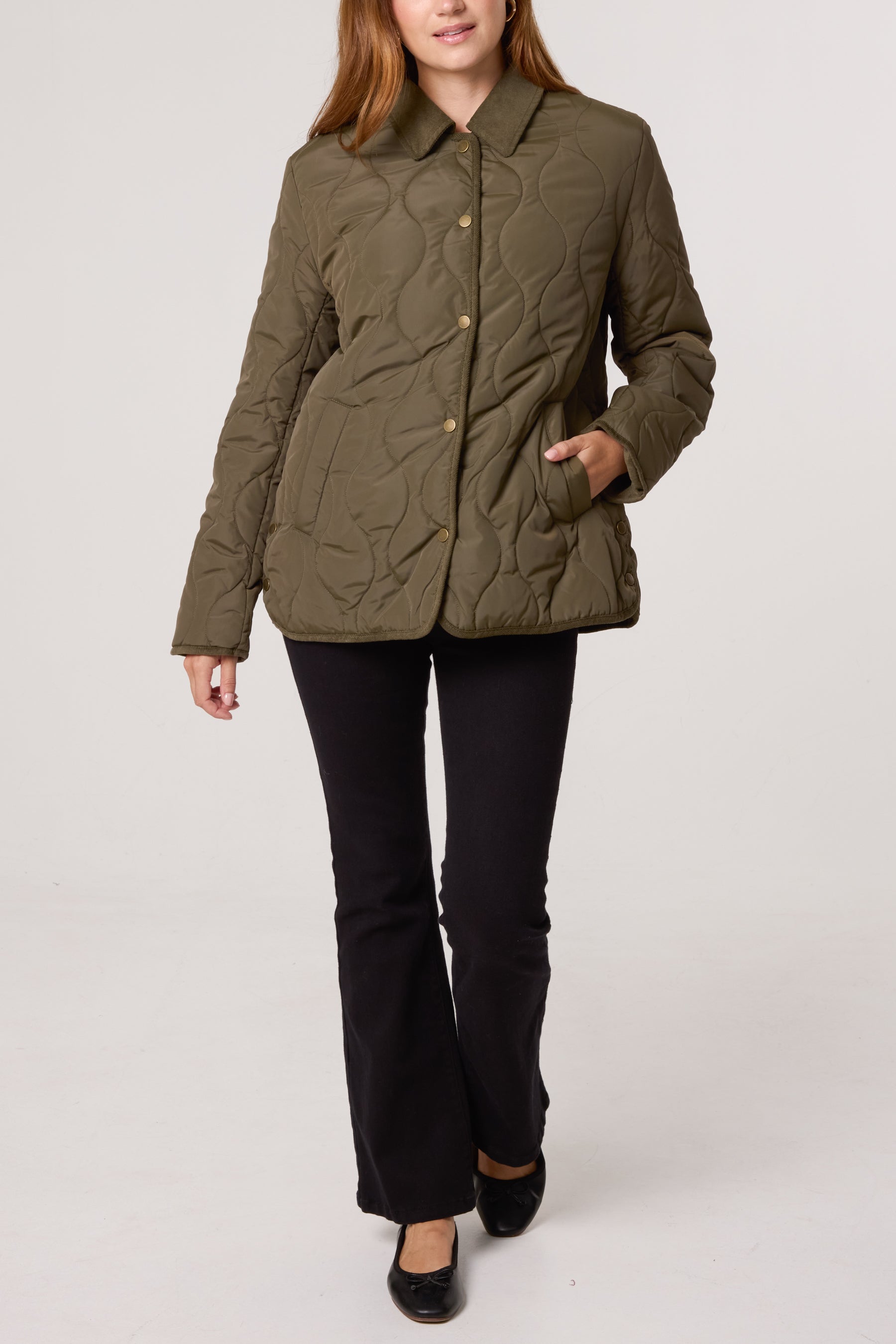 Onion Quilted Cord Coat