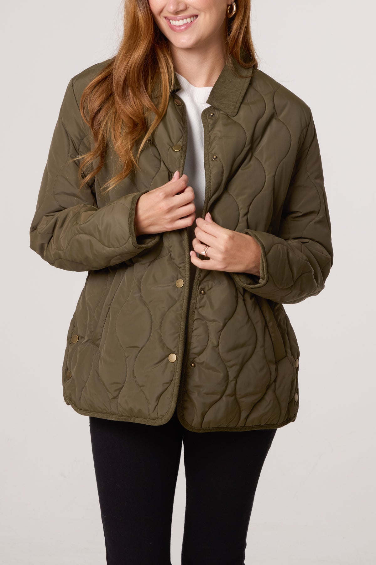 Onion Quilted Cord Coat