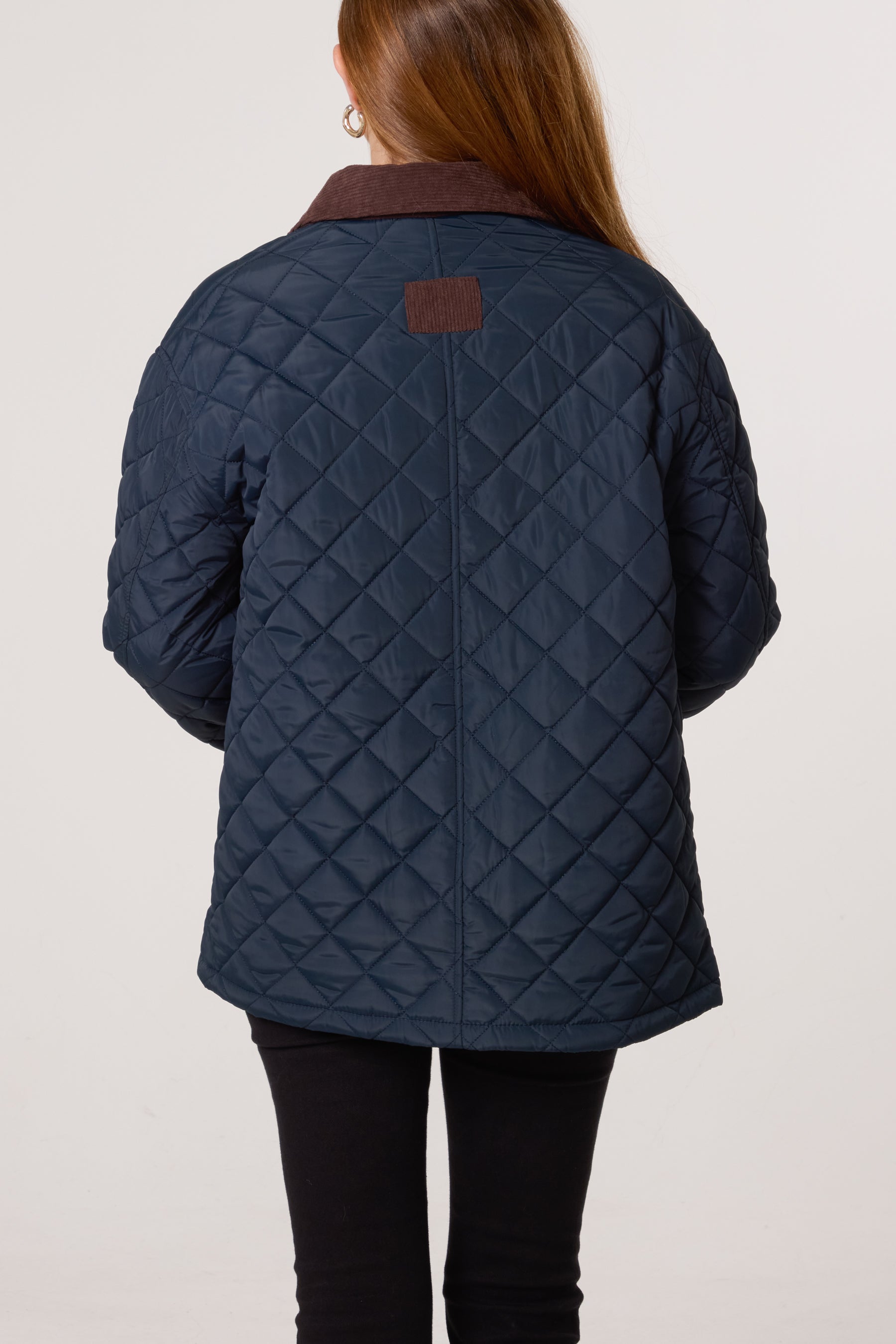Diamond Quilted Contrast Square Coat