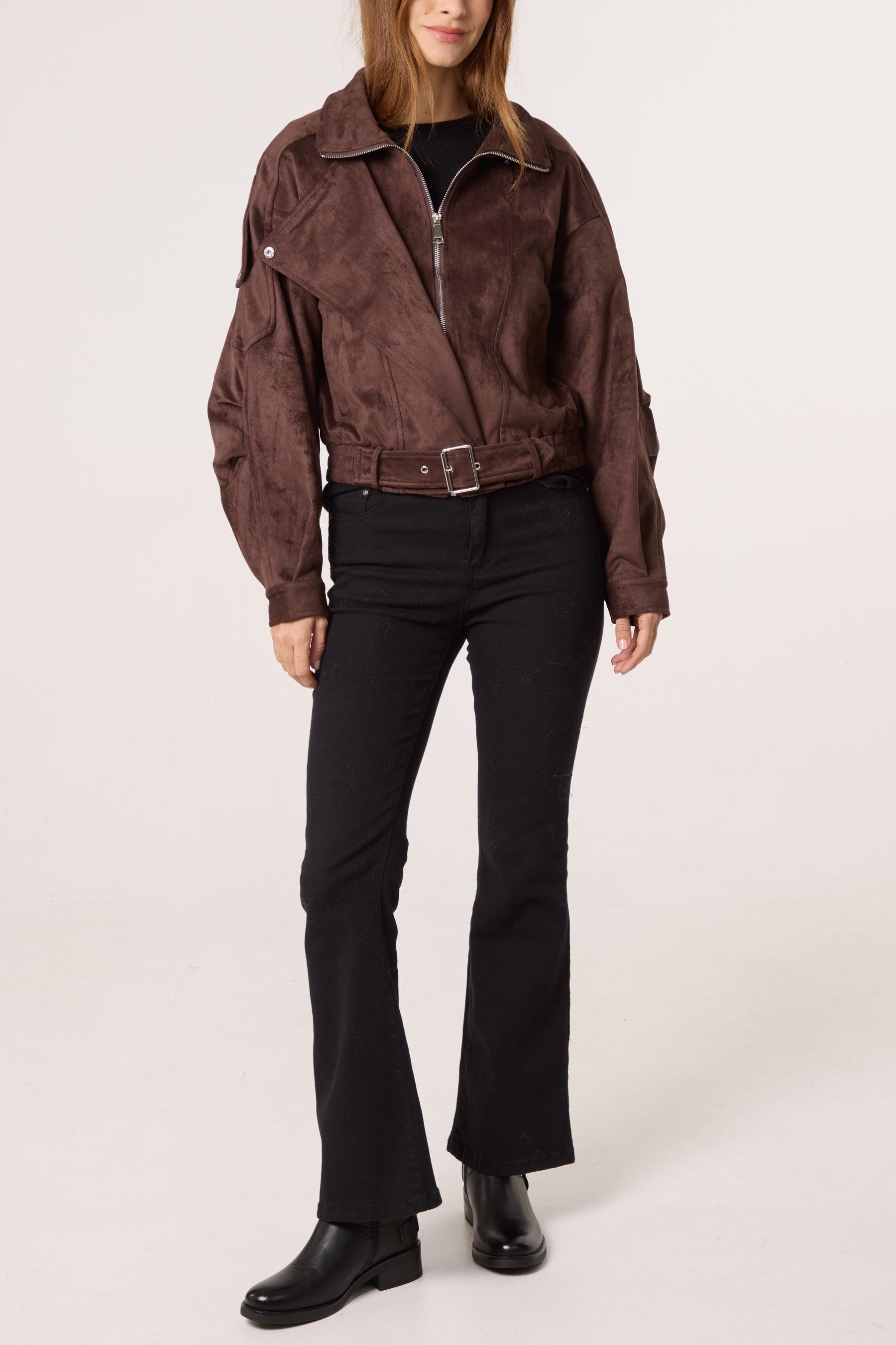 Faux Suede Biker Jacket