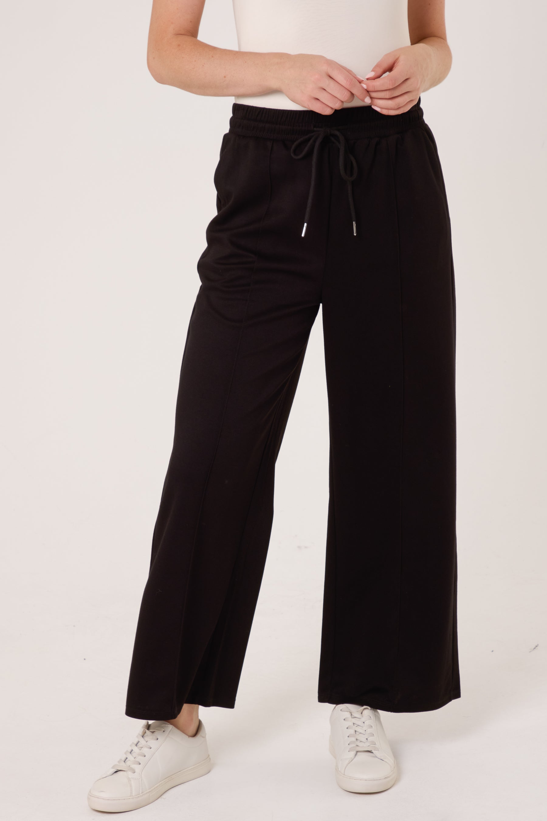 Pintuck Wide Leg Jogger Trousers