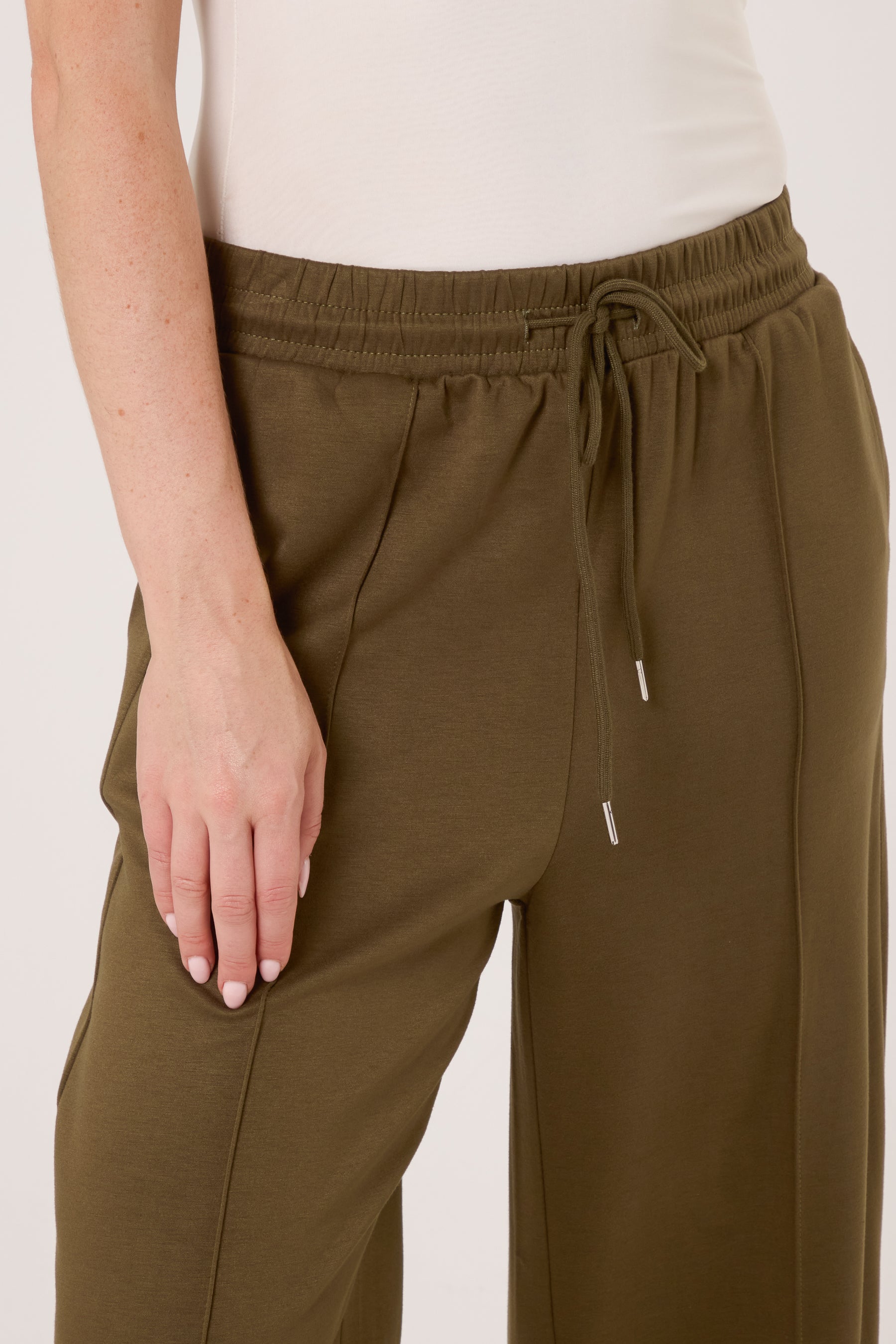Pintuck Wide Leg Jogger Trousers