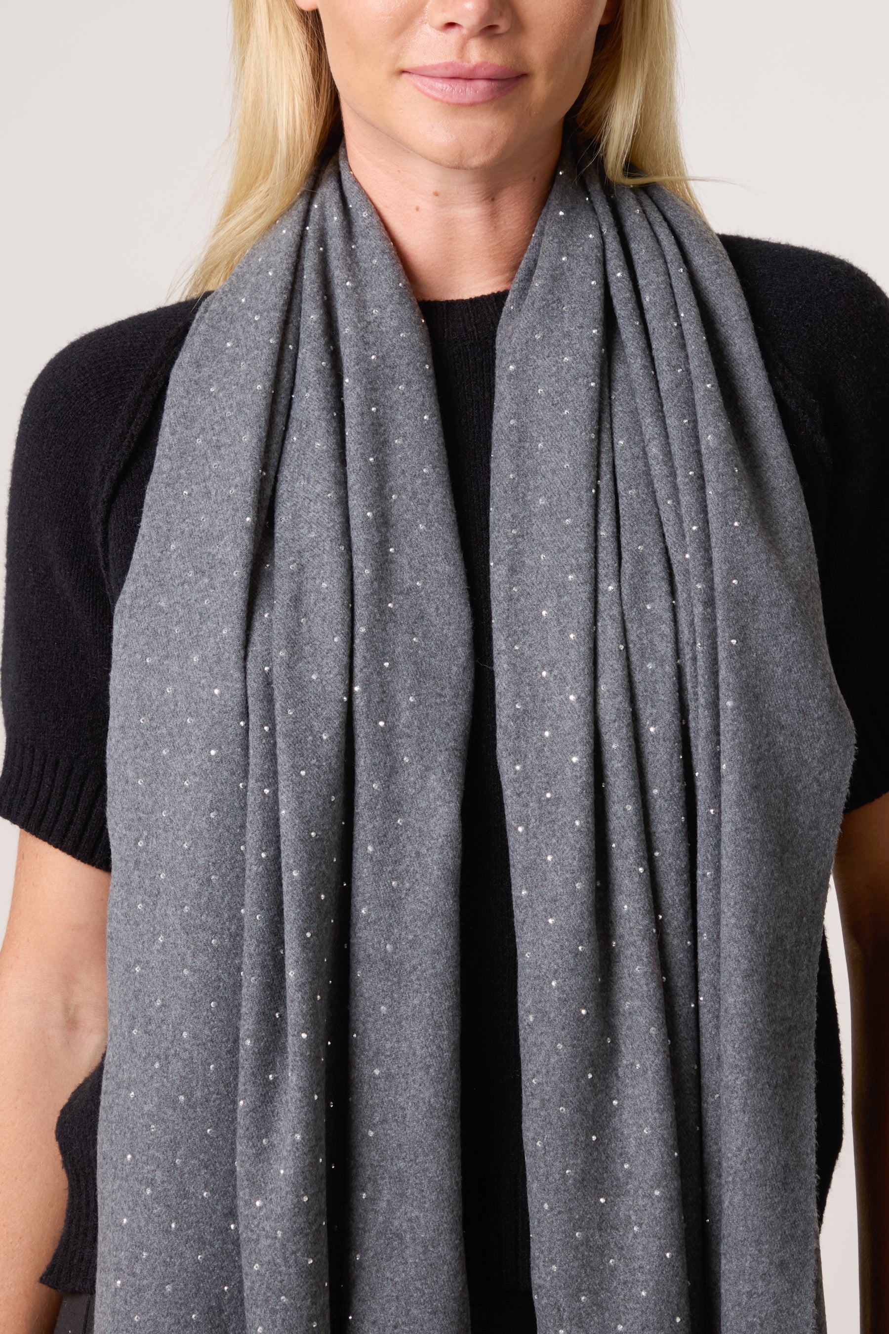 Diamante Embellished Tassel Scarf
