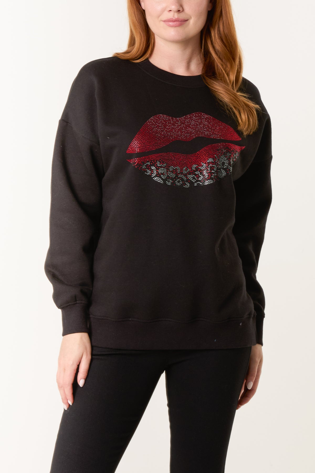 Sequin Embellished Lips Sweatshirt