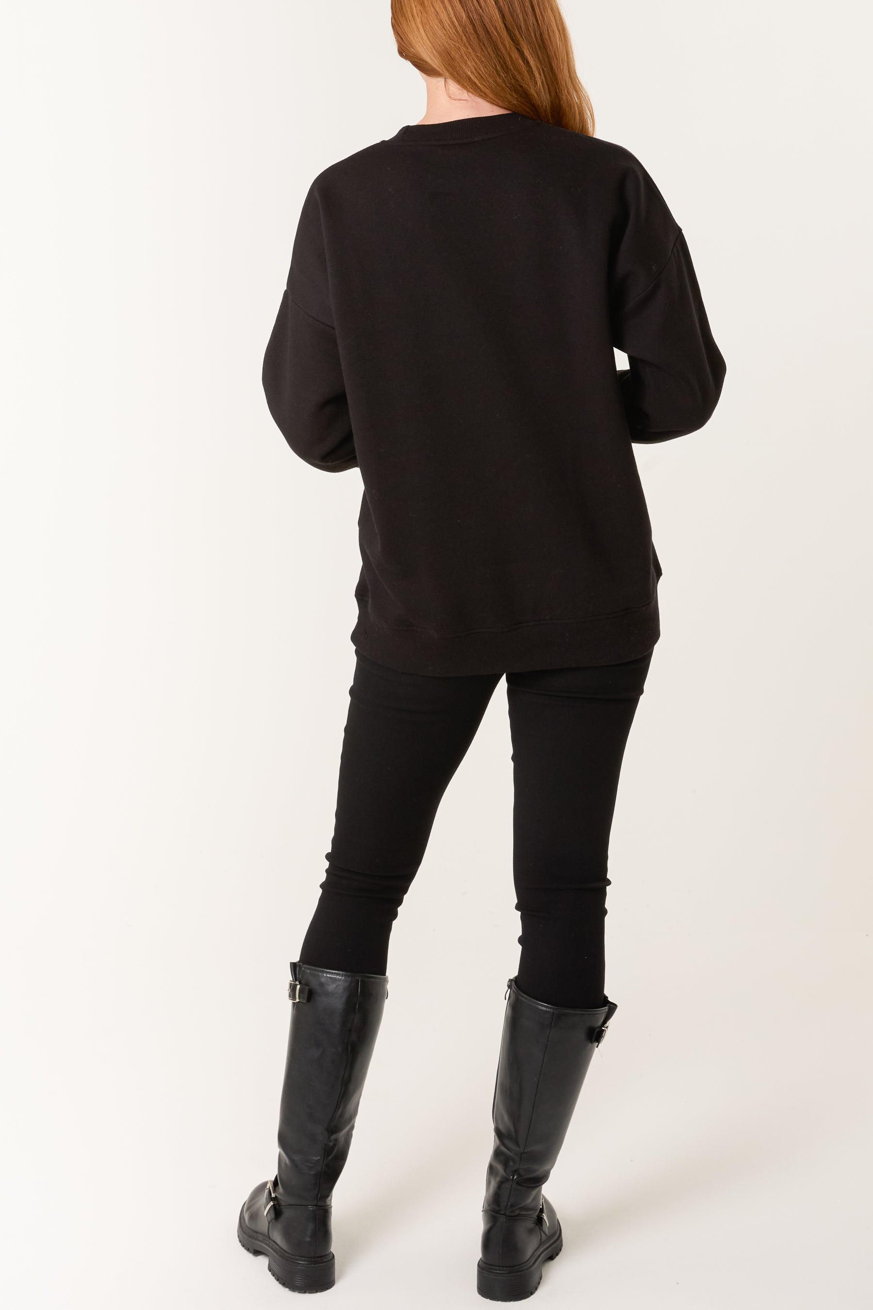 Embellished Animal Print Love Heart Sweatshirt