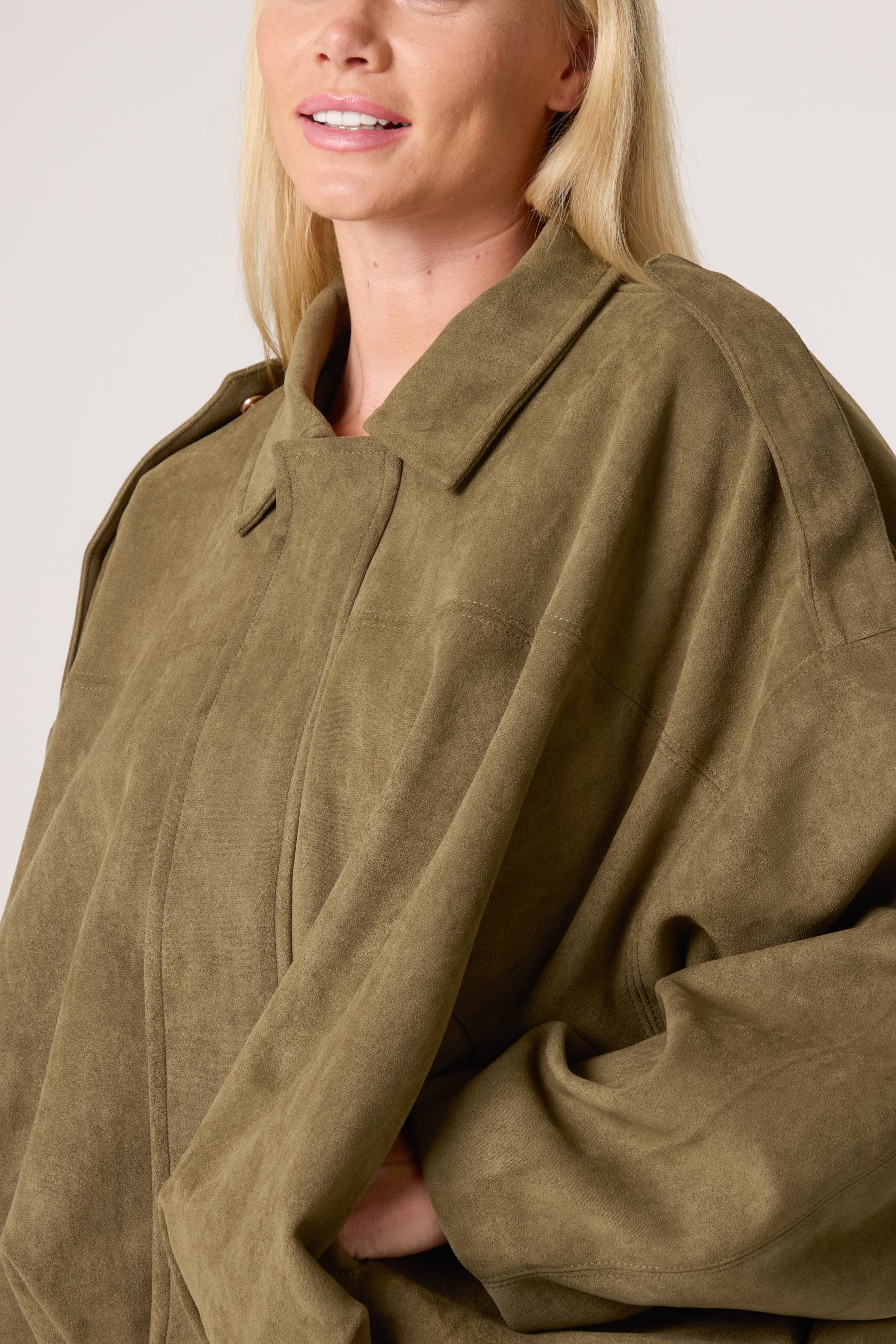 Suede Puffball Bomber Jacket