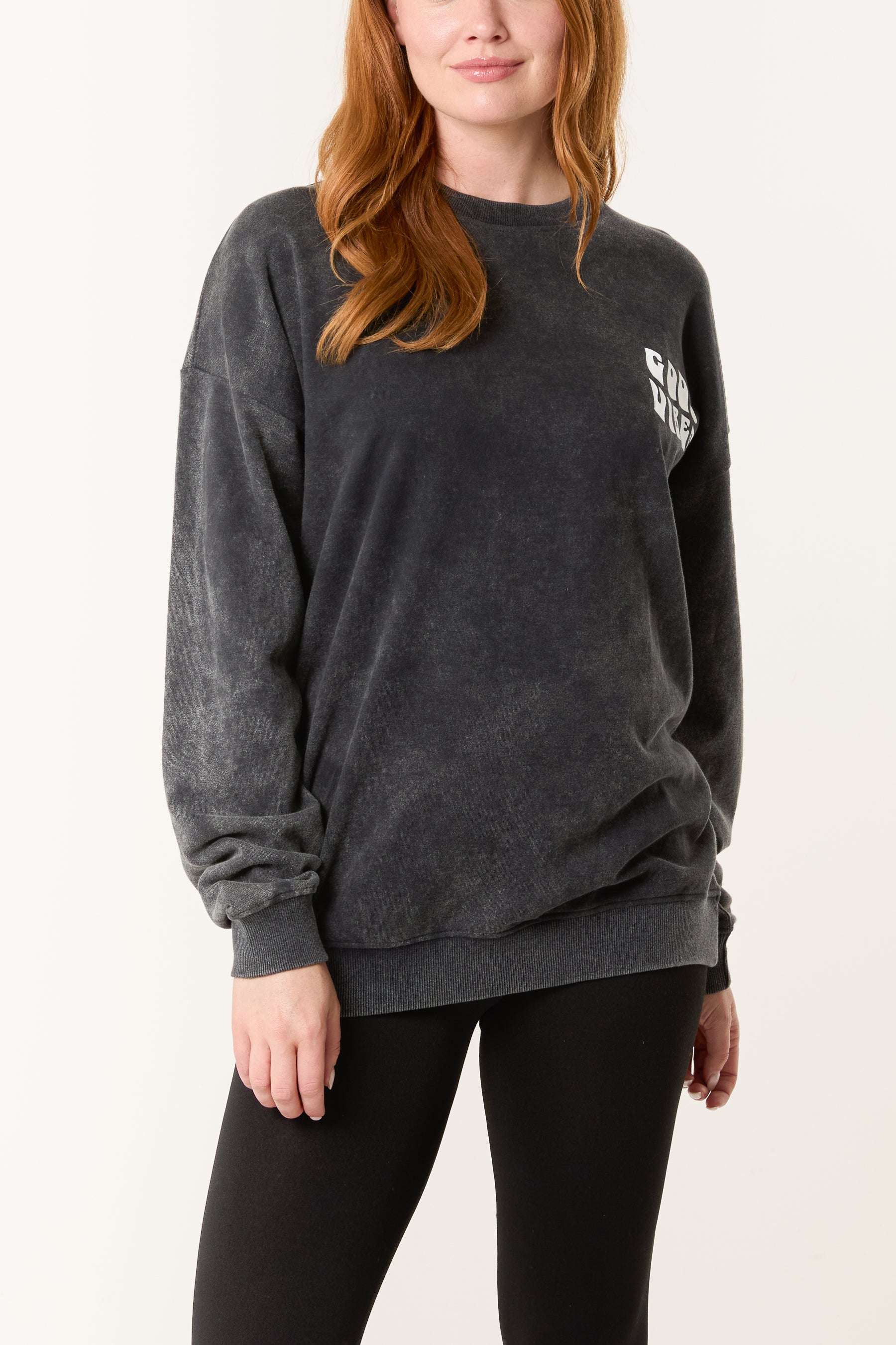 'Good Vibes' Acid Wash Sweatshirt