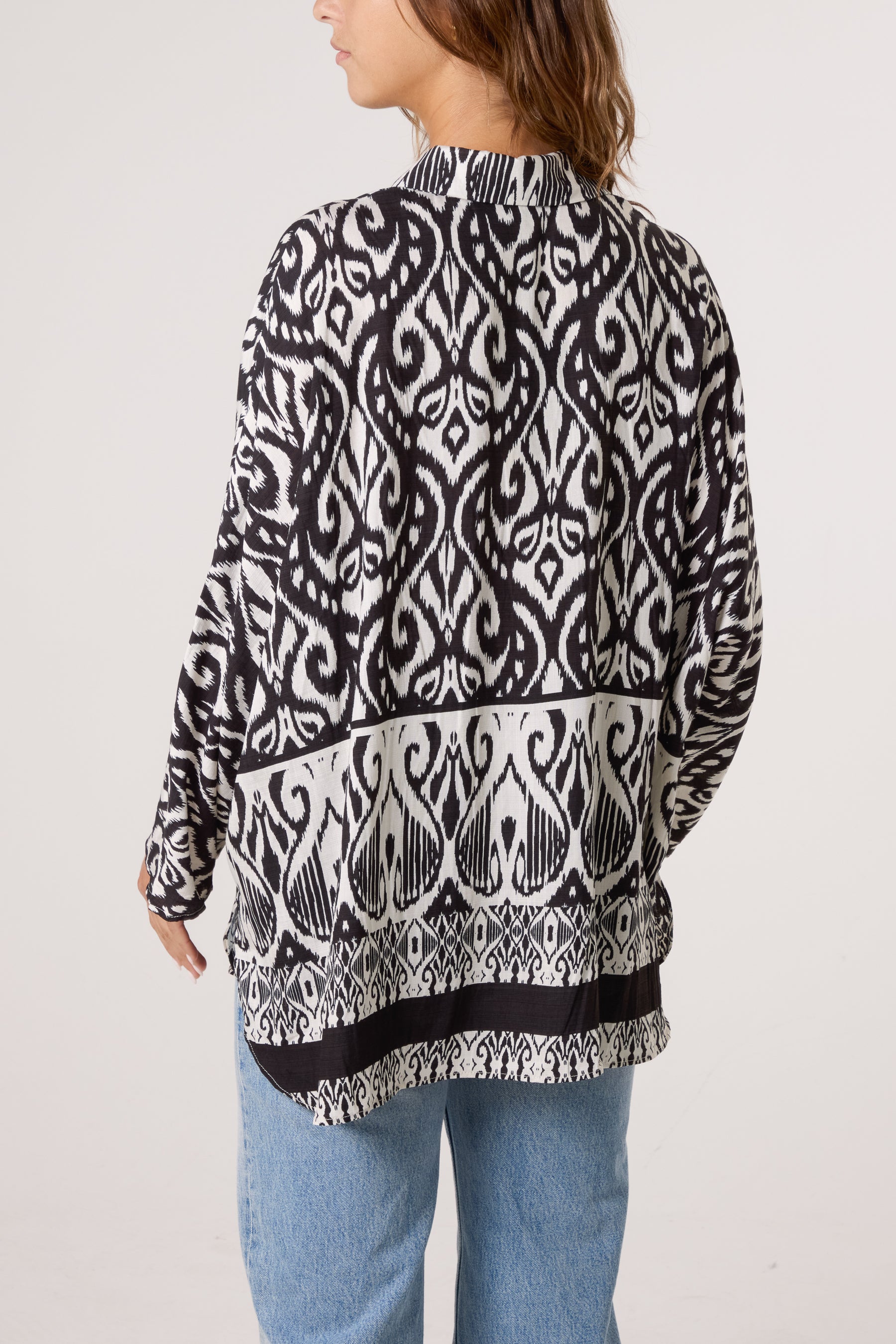 Damask Print Oversized Shirt