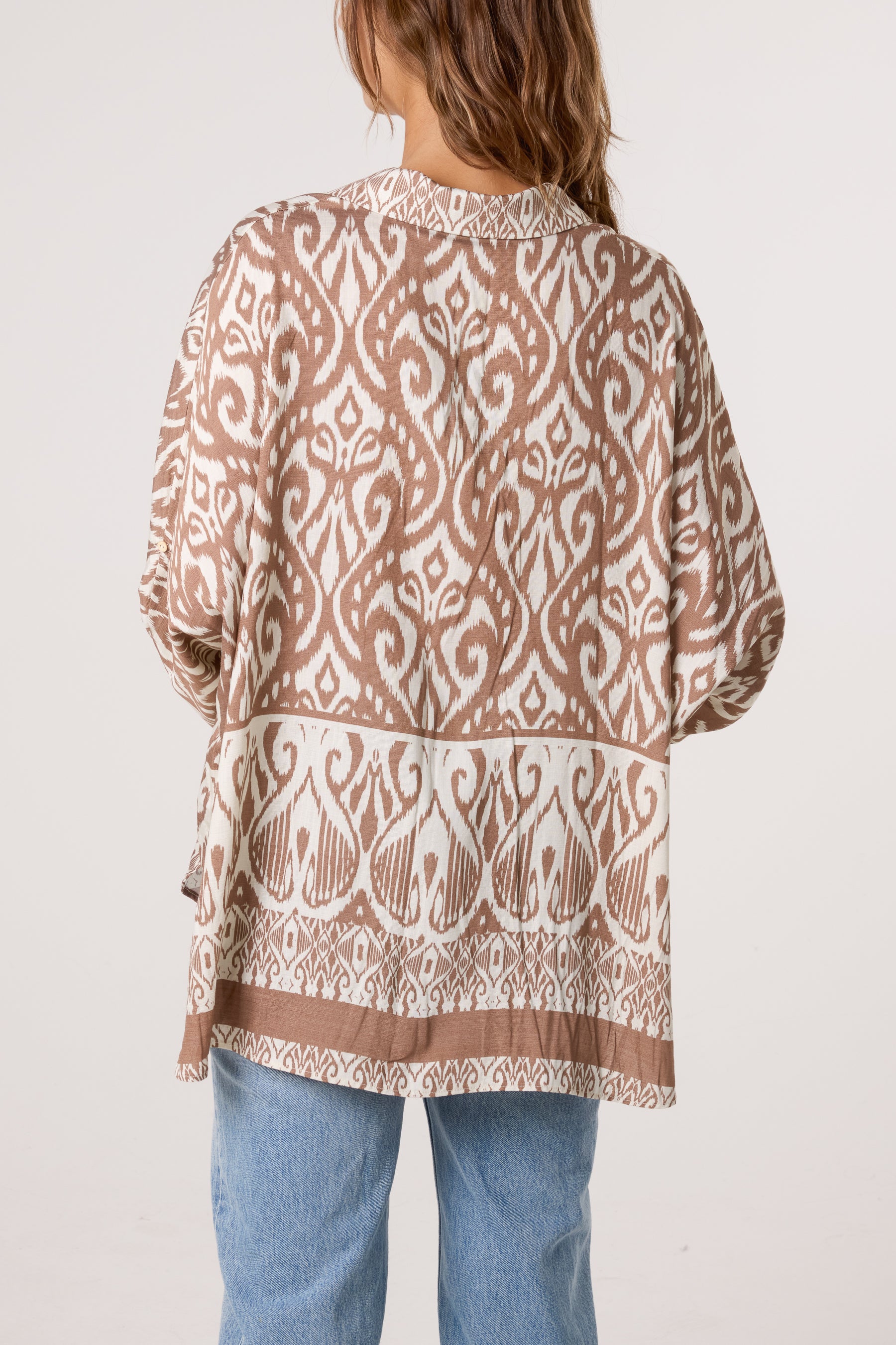 Damask Print Oversized Shirt