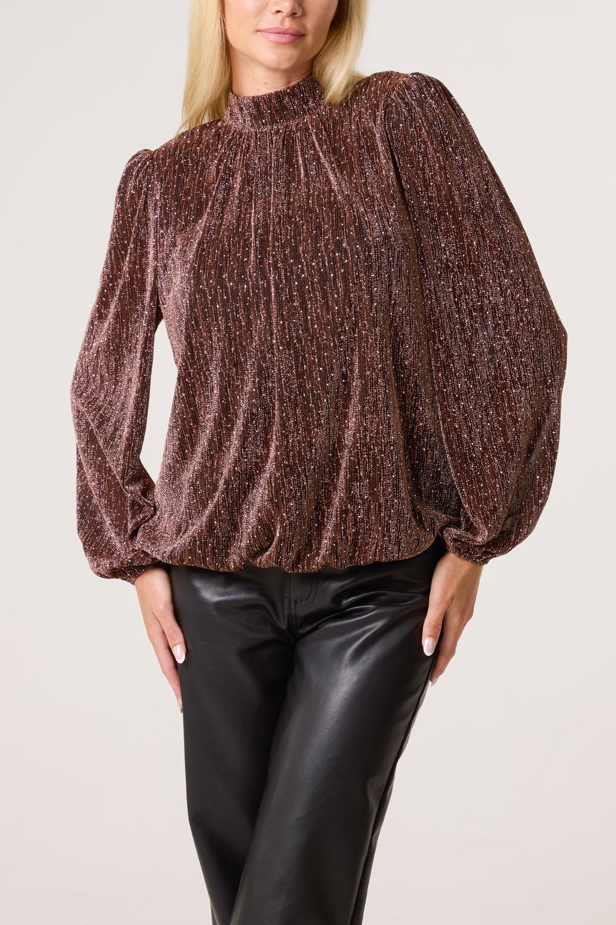 Diamante Shoulder Pad Puffball Top