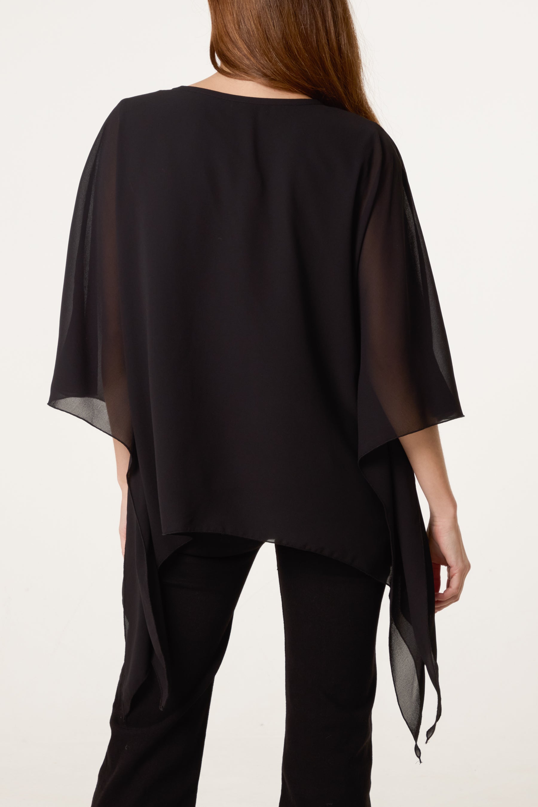 Rhinestone Tunic Mesh Top