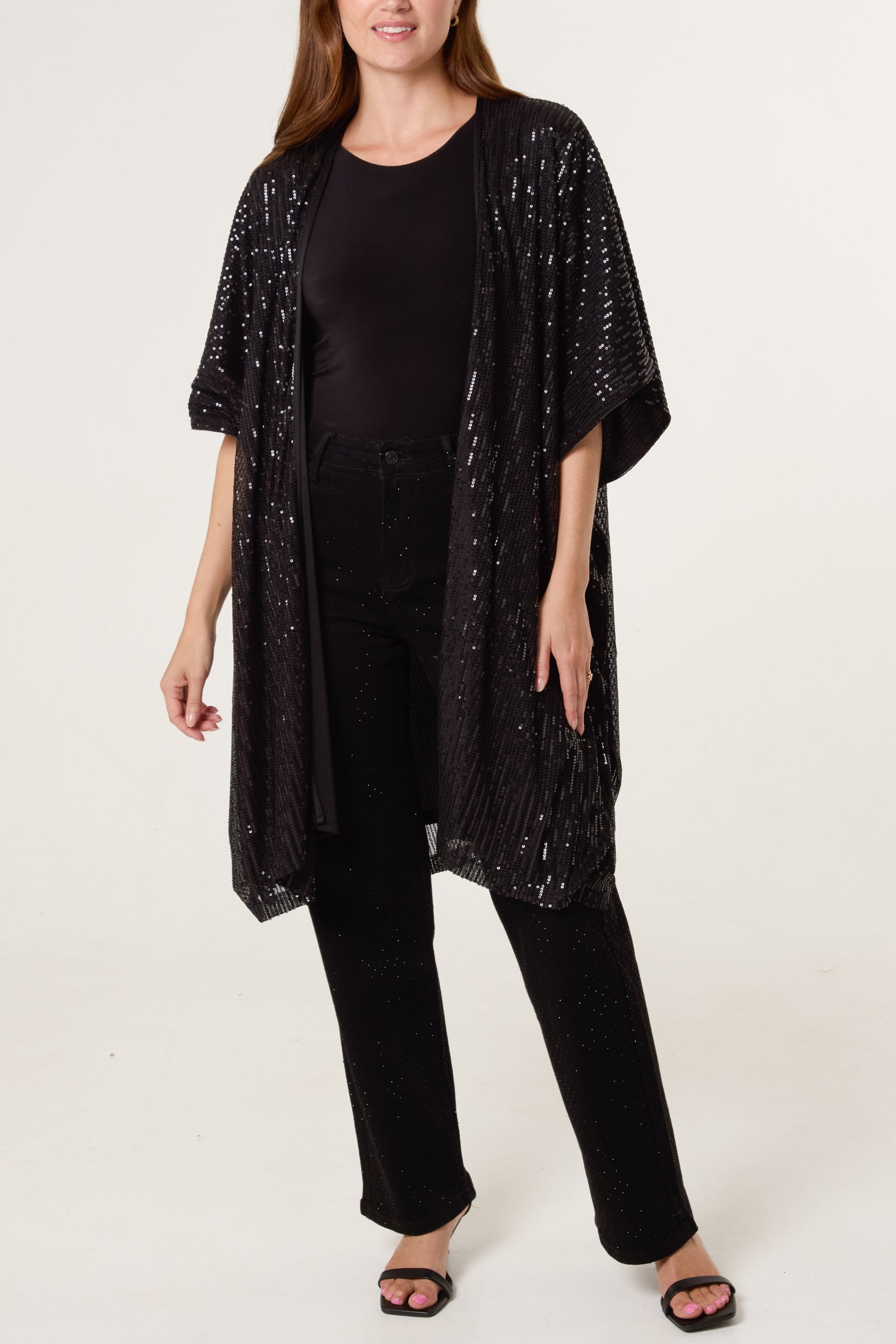Sequin Short Sleeve Kimono