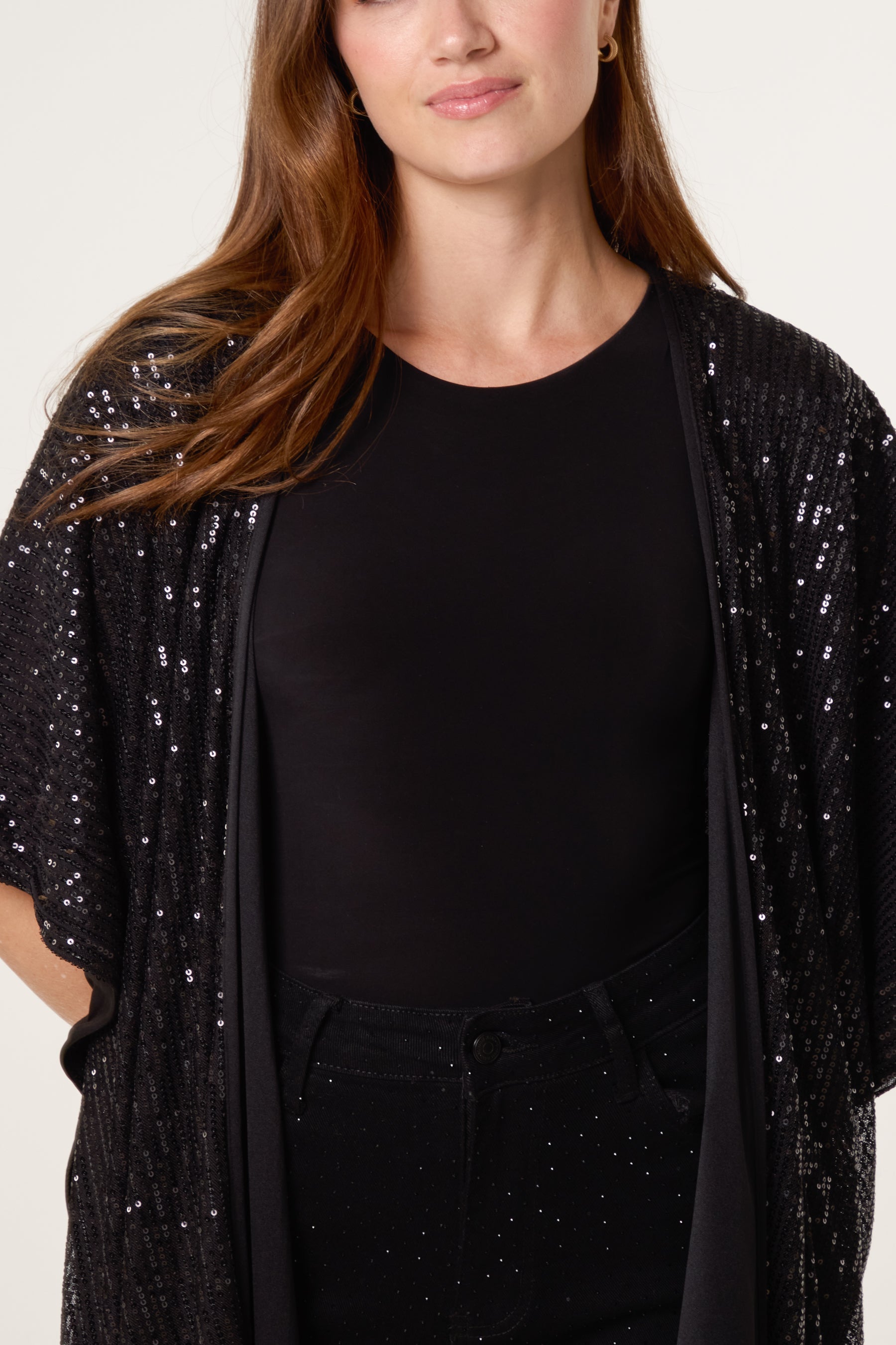 Sequin Short Sleeve Kimono