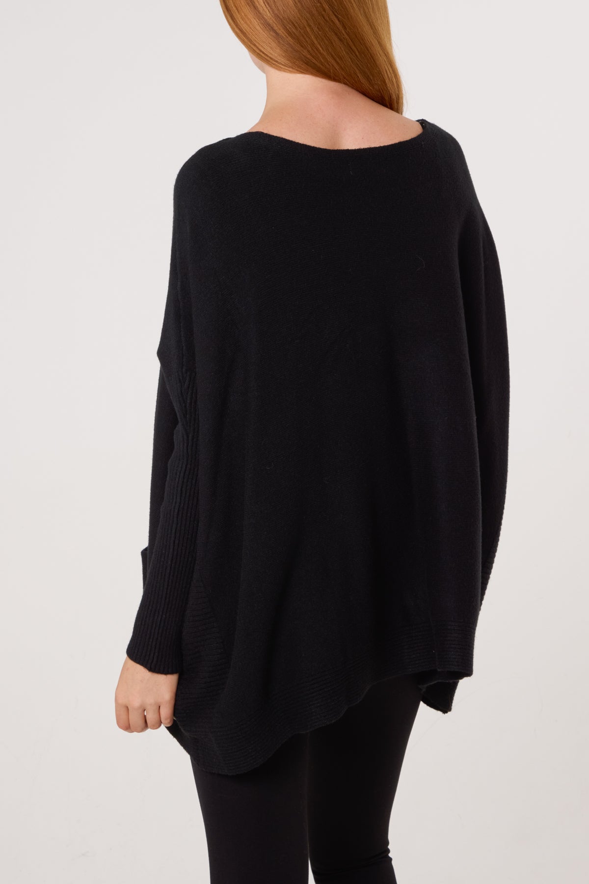 Batwing Ribbed Sleeve Pocket Jumper