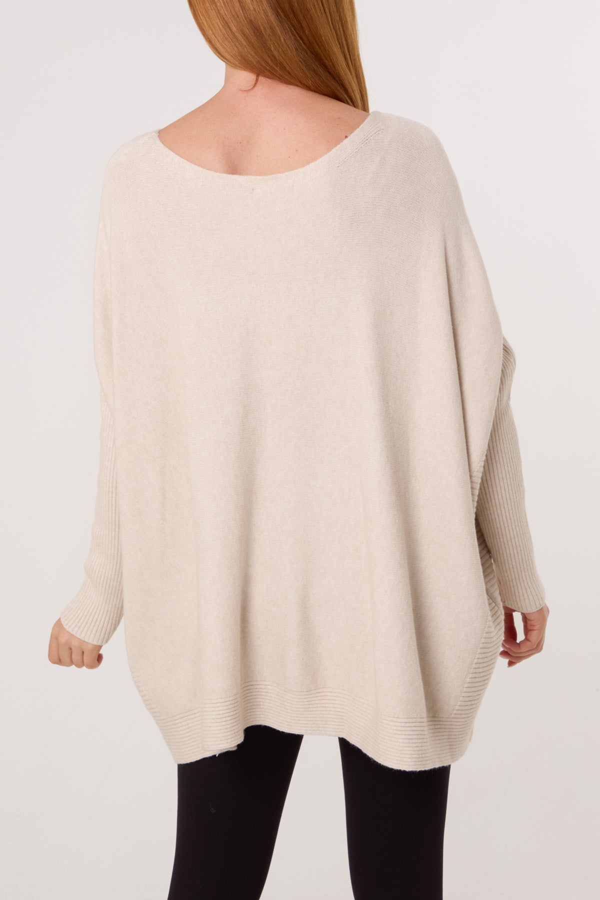 Batwing Ribbed Sleeve Pocket Jumper
