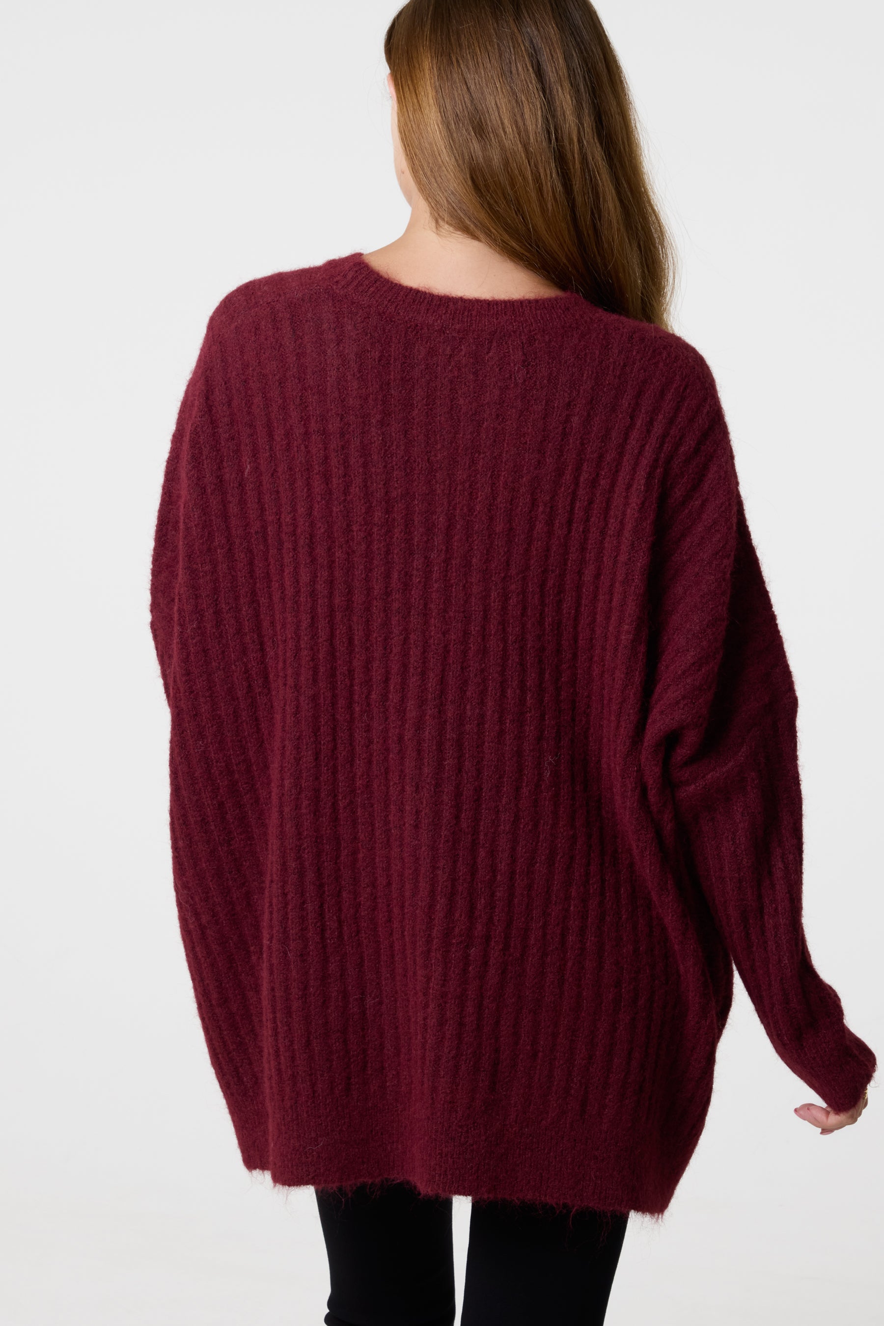 Batwing Sleeve Ribbed Knit Jumper
